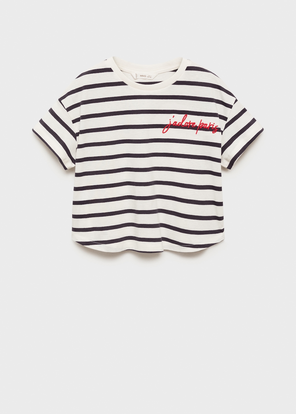 Striped t shirt with embroidered detail Kids MANGO Hong Kong SAR of China