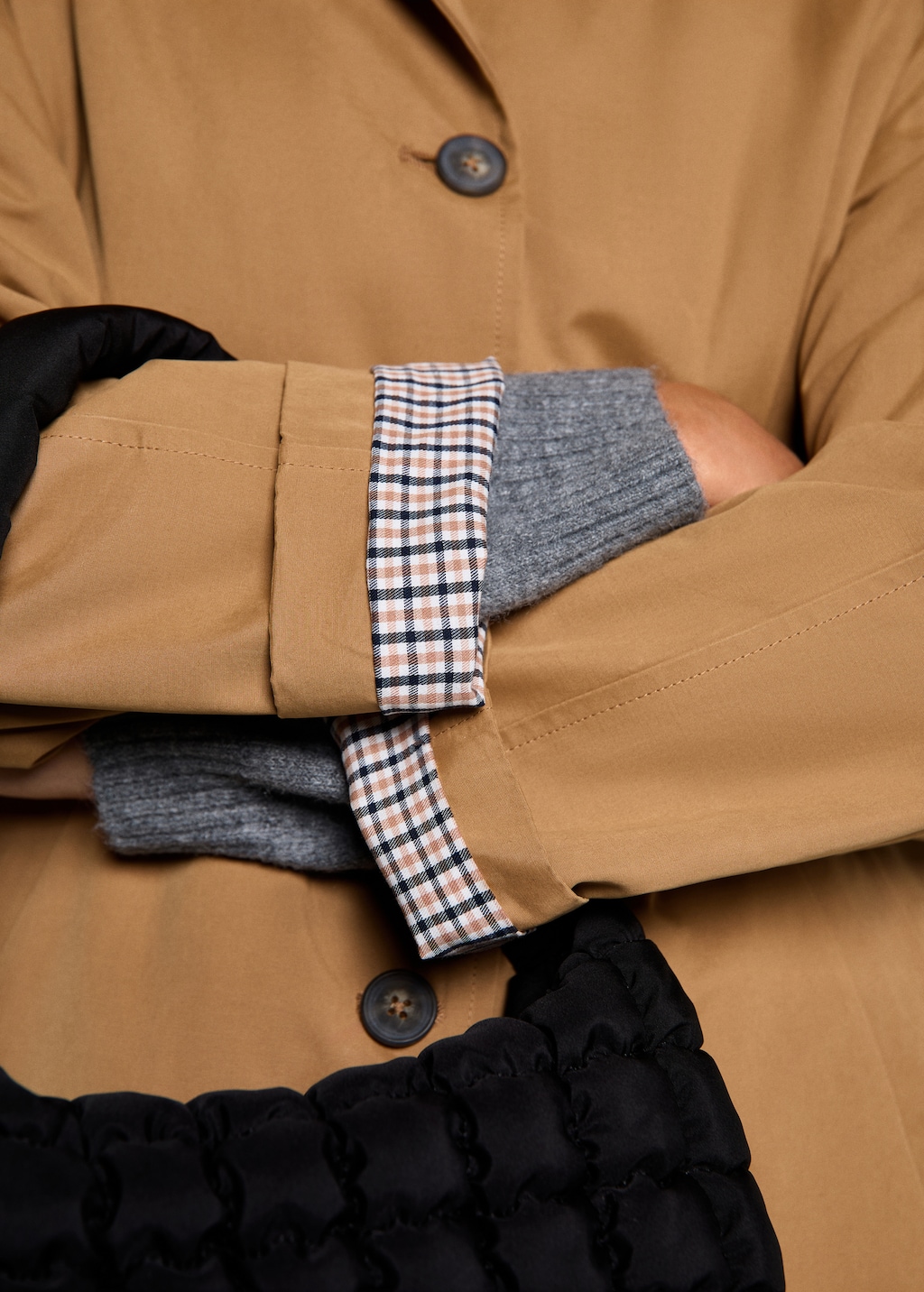 ジャケット・アウター LIDNM wool check trench coat WOOL CHECK TRENCH COAT D.BROWN