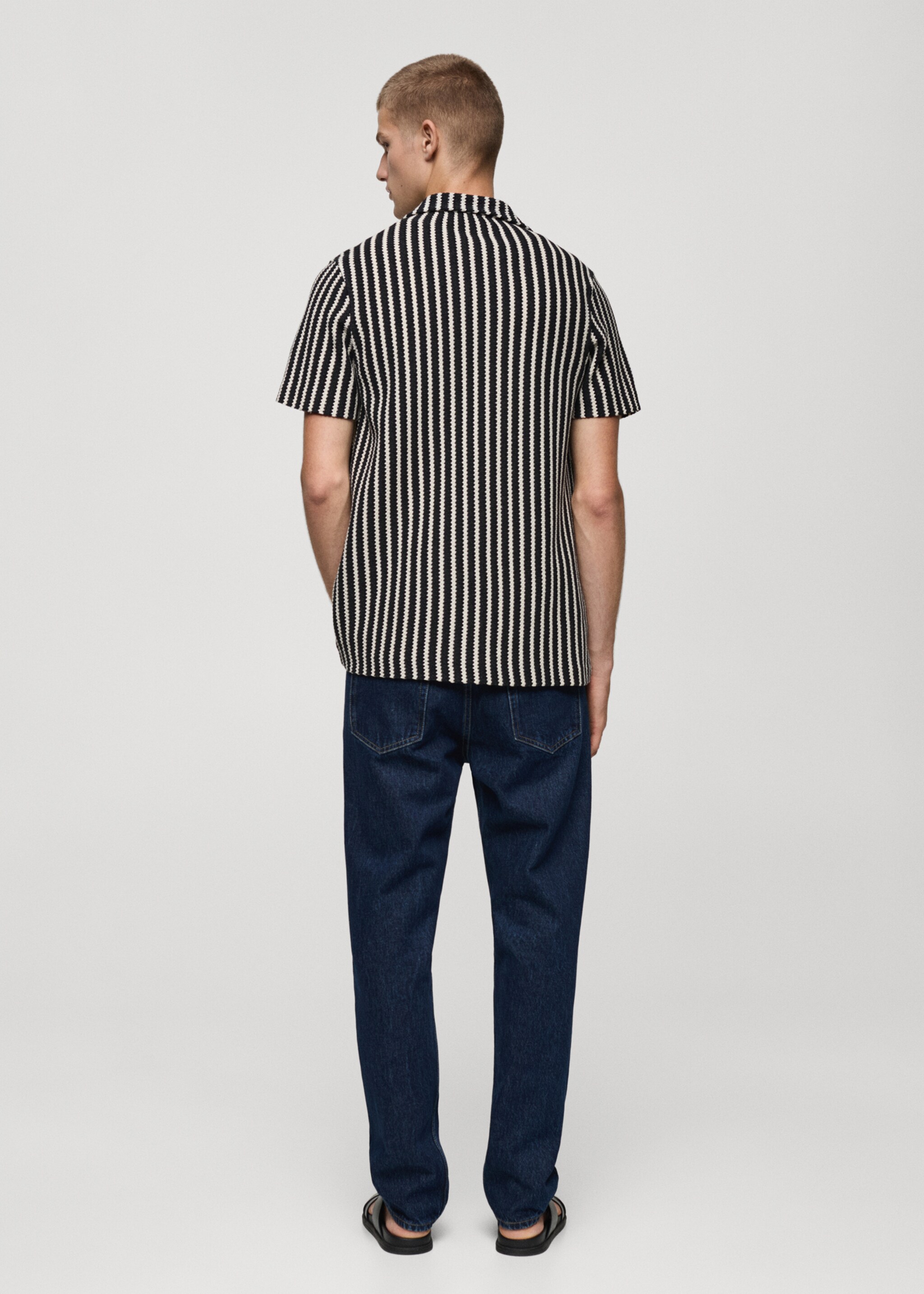 Camisa punto crochet - Reverso del artículo, Azul marino oscuro. Ref: 77043675-00.