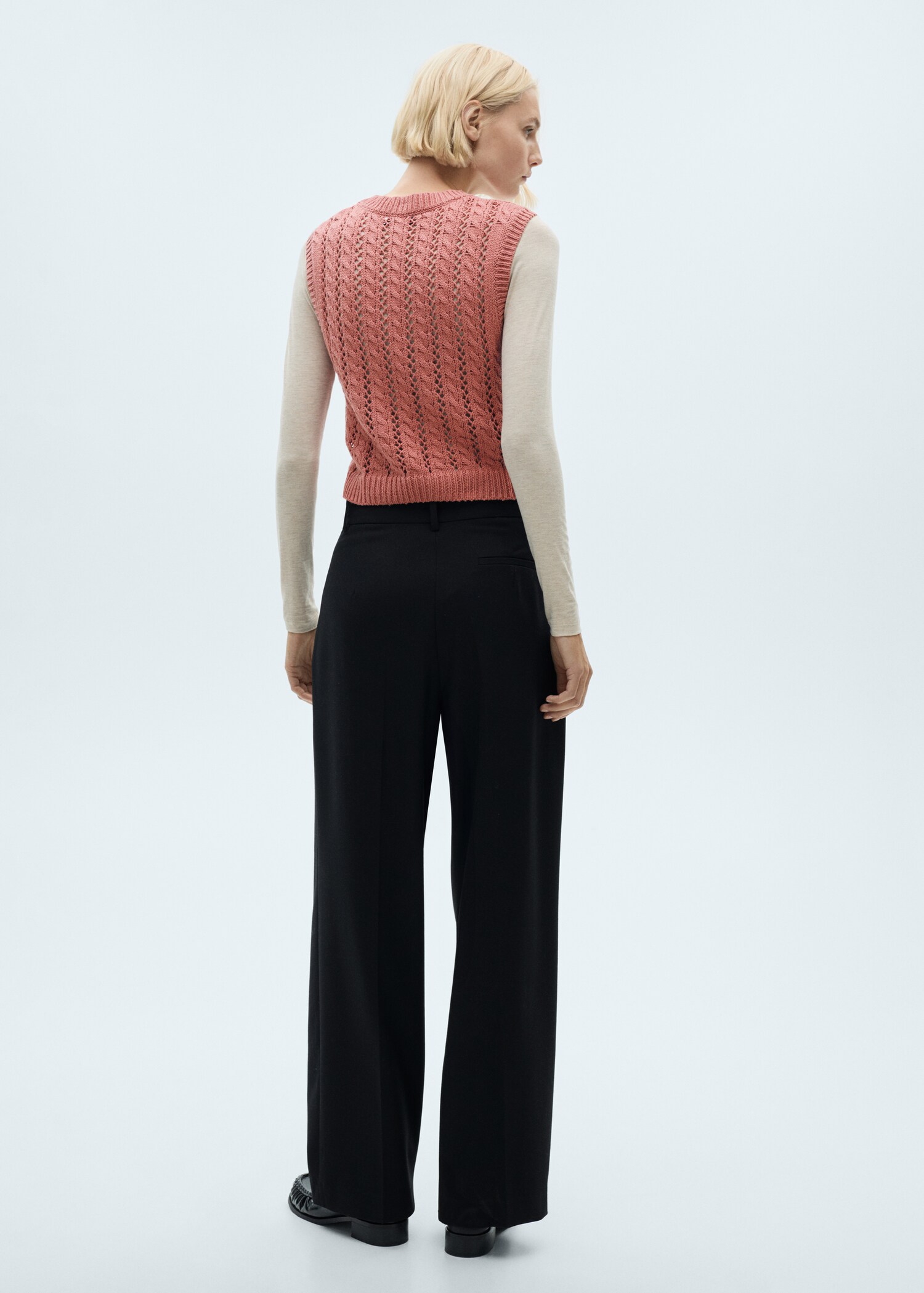 Knitted gilet with openwork details - Reverse of the article