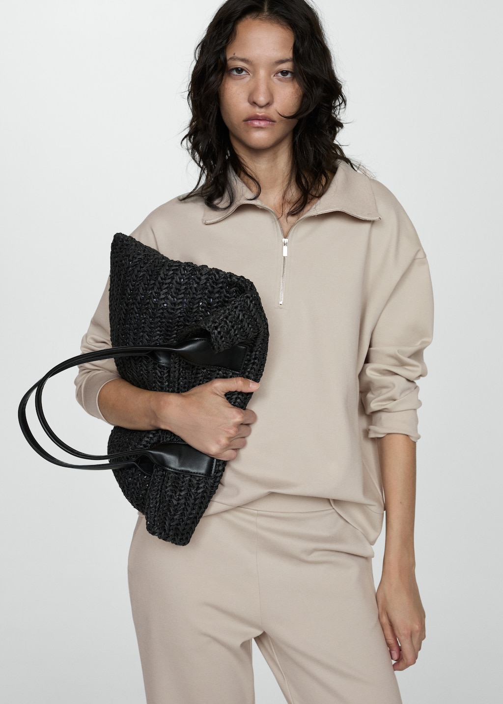 Zipper collar sweater women's sale