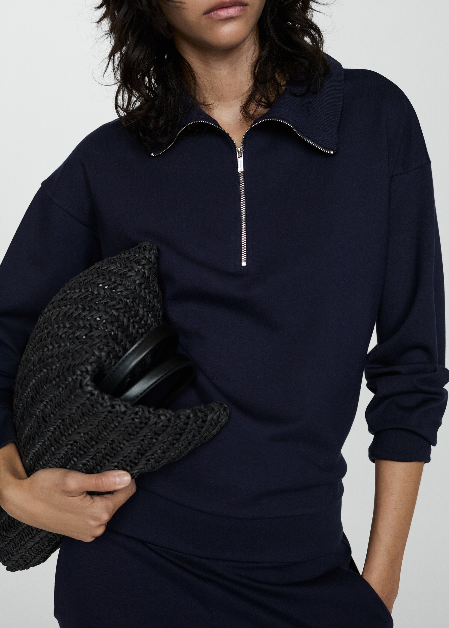 Sweatshirt met opstaande kraag met rits - Middenvlak