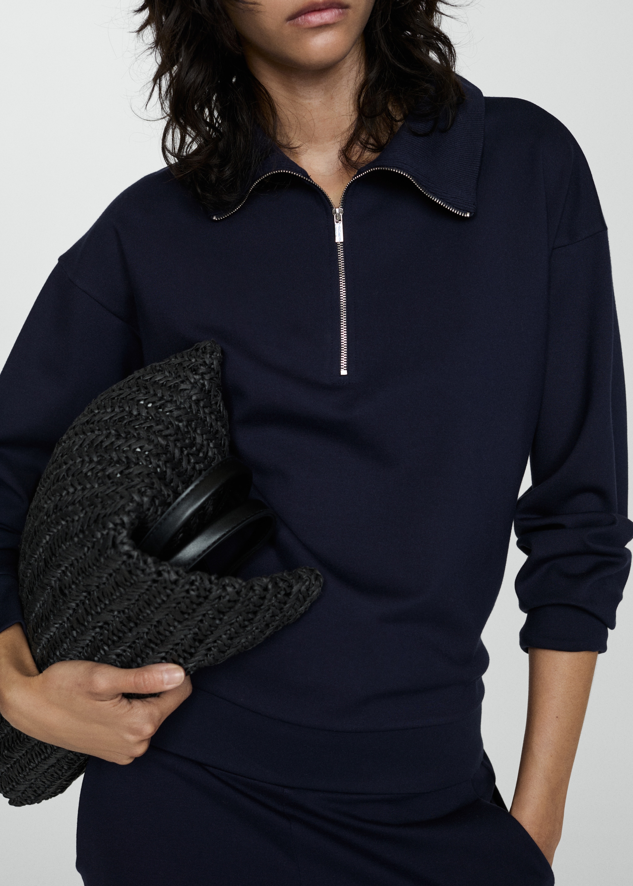 Perkins-neck sweater with zip