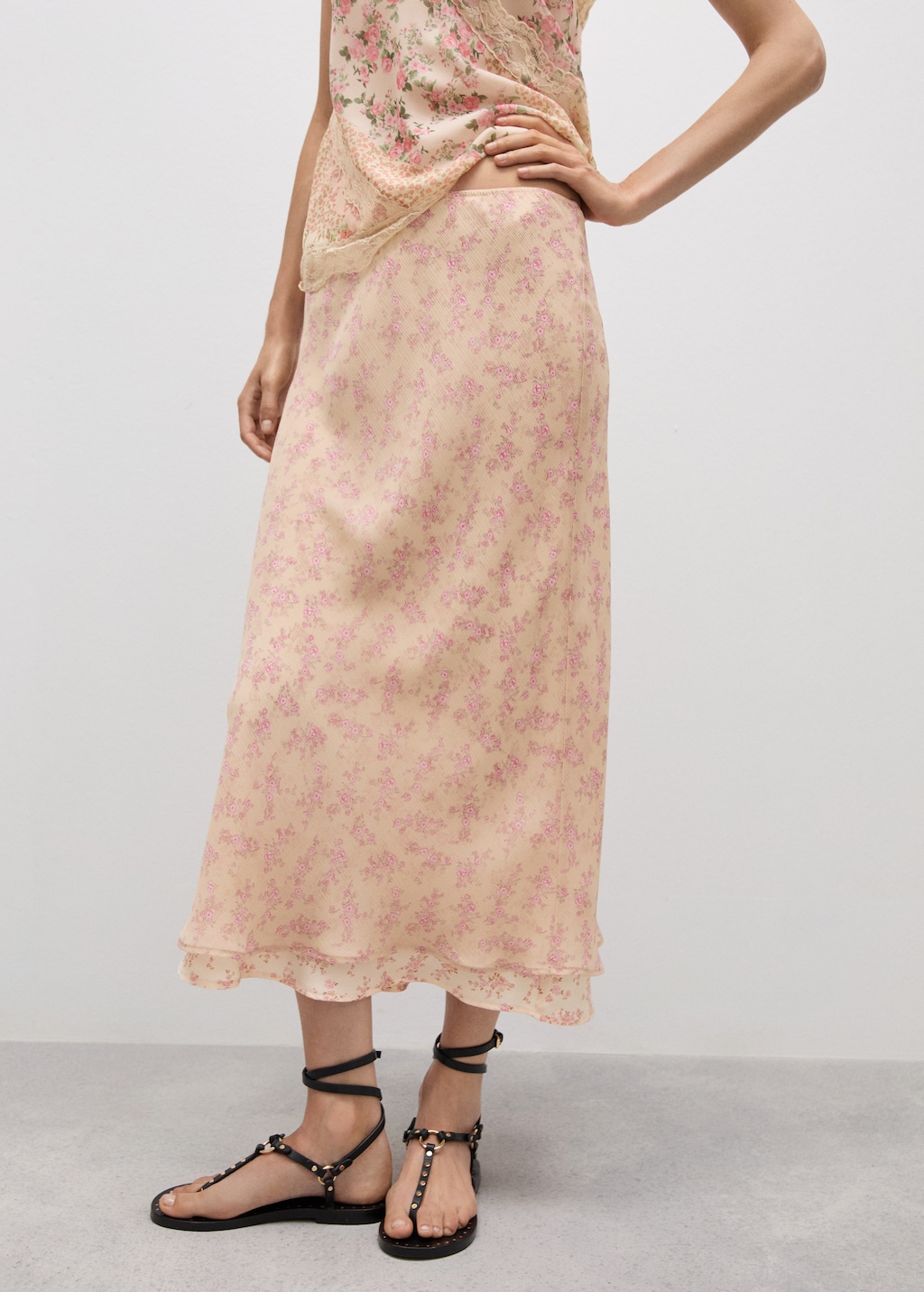 Floral print long skirt