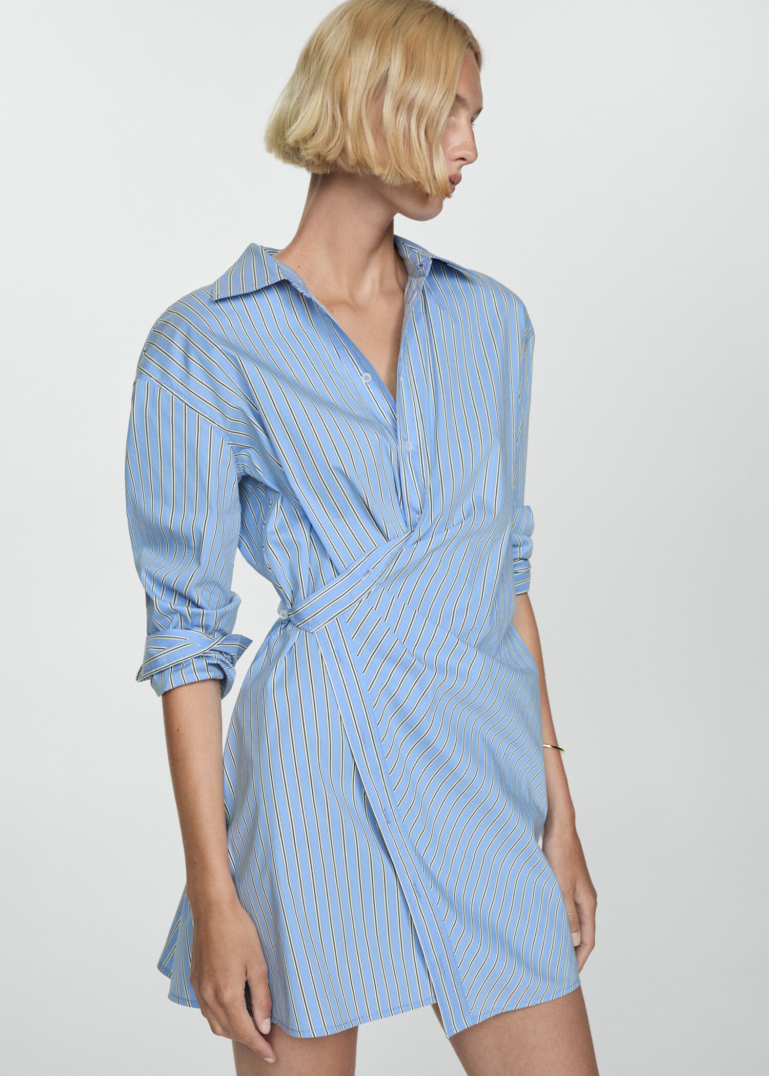 Striped wrap shirt dress - Medium plane