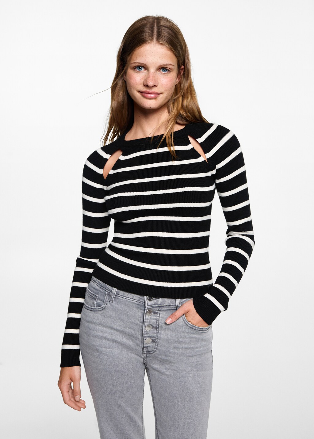 Cut out striped sweater