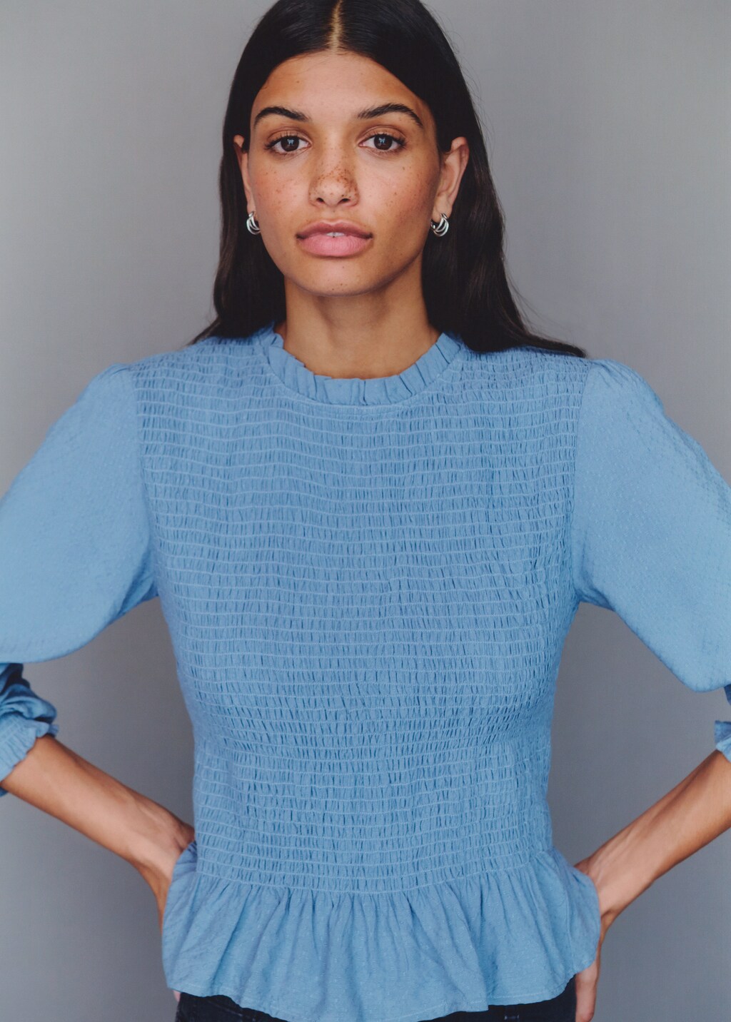 Blusa azul mango hotsell