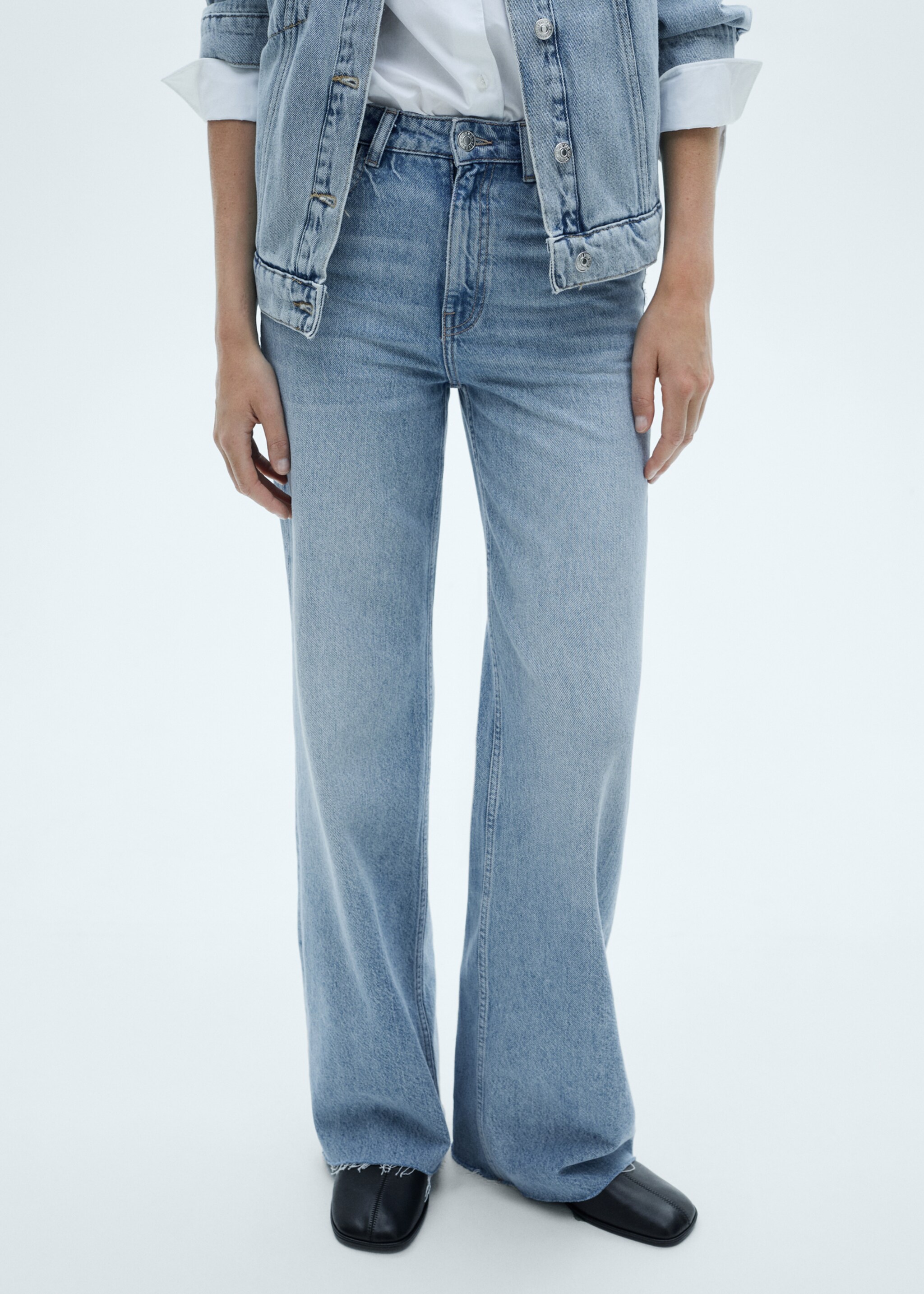 Danila high-waisted wide leg jeans - Details of the article 1, Medium Blue. Ref: 77044056-00.
