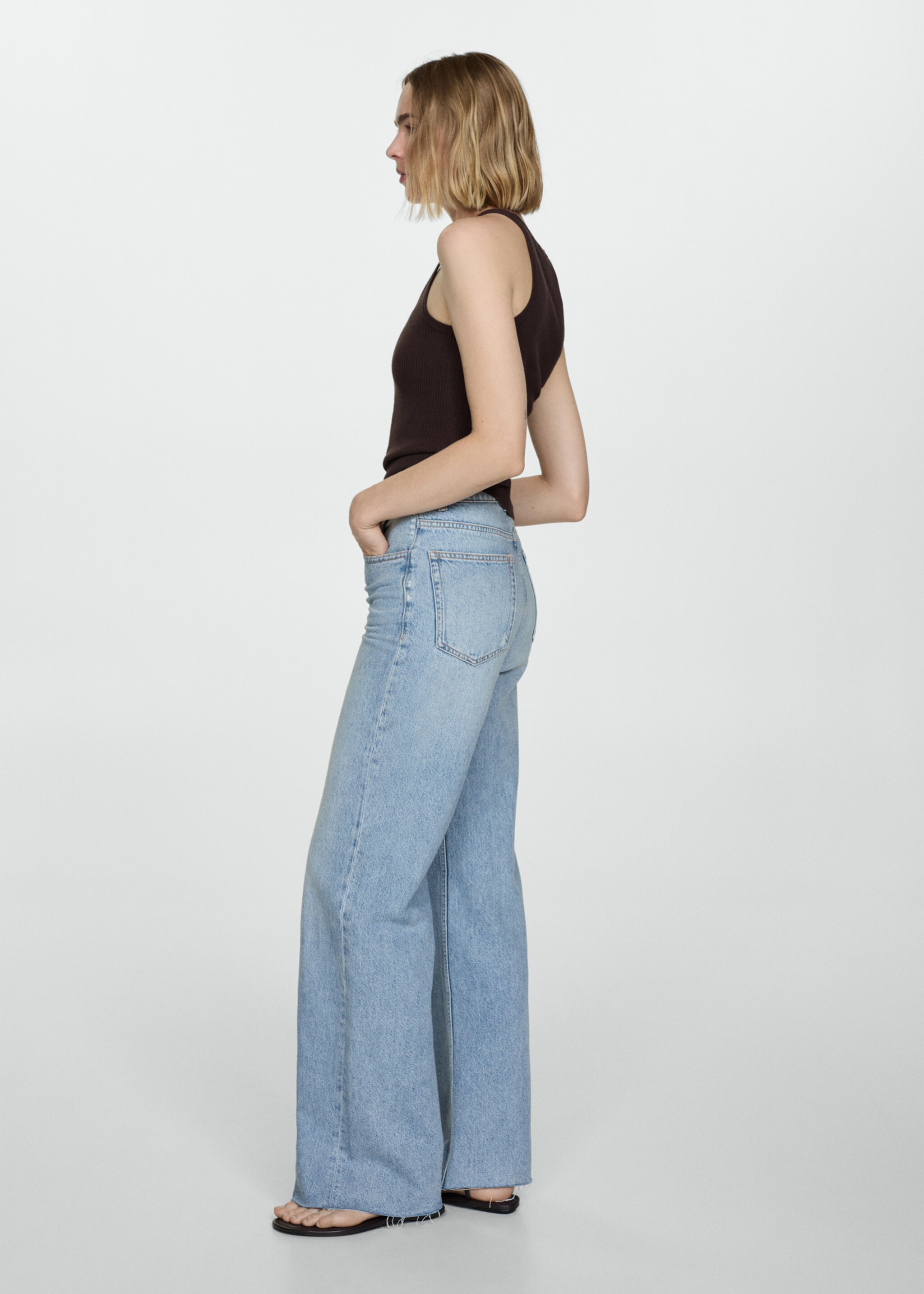 Danila high-waisted wide leg jeans - Details of the article 2, Medium Blue. Ref: 77044056-00.