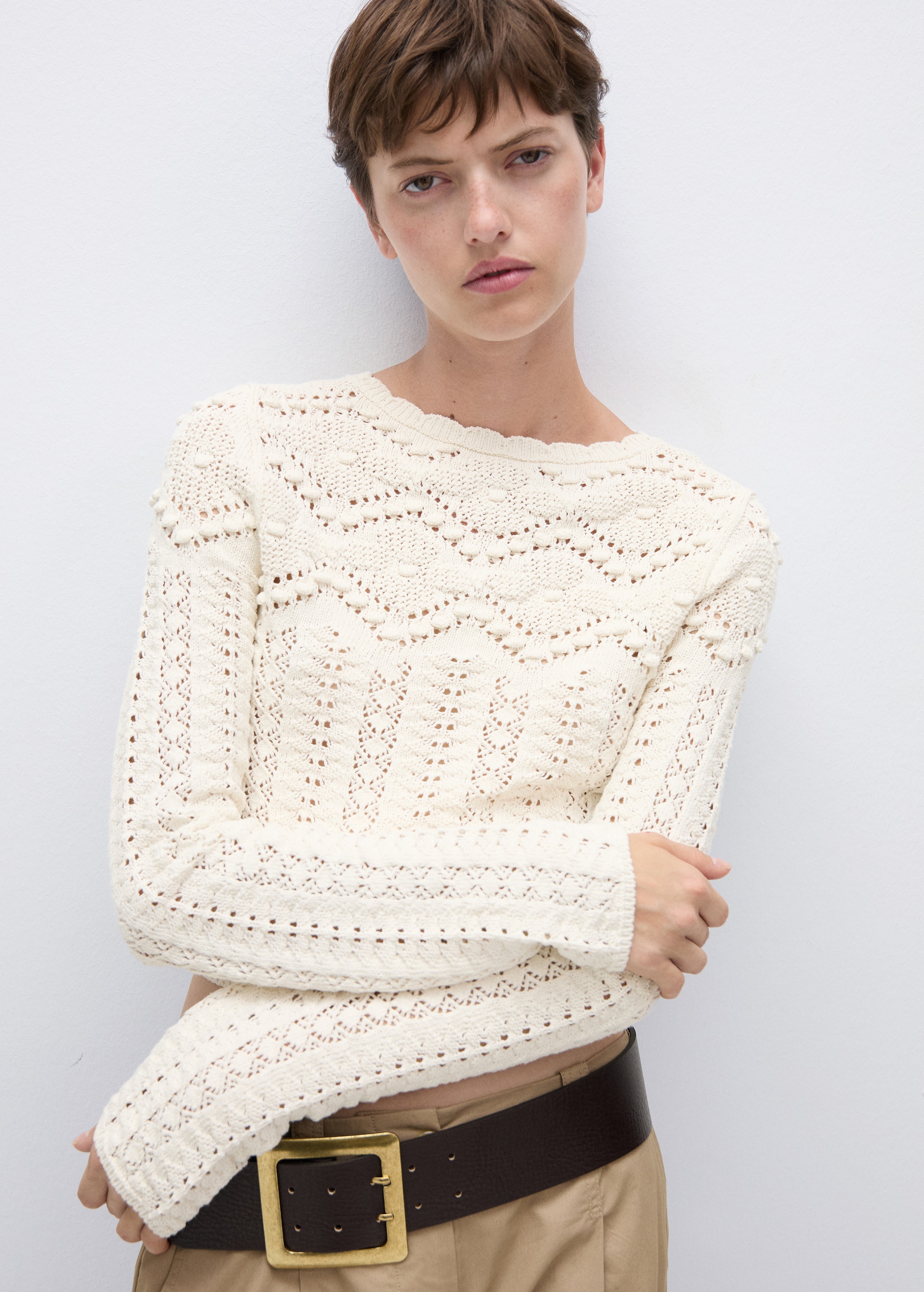 Open work-detail sweater - Main Image