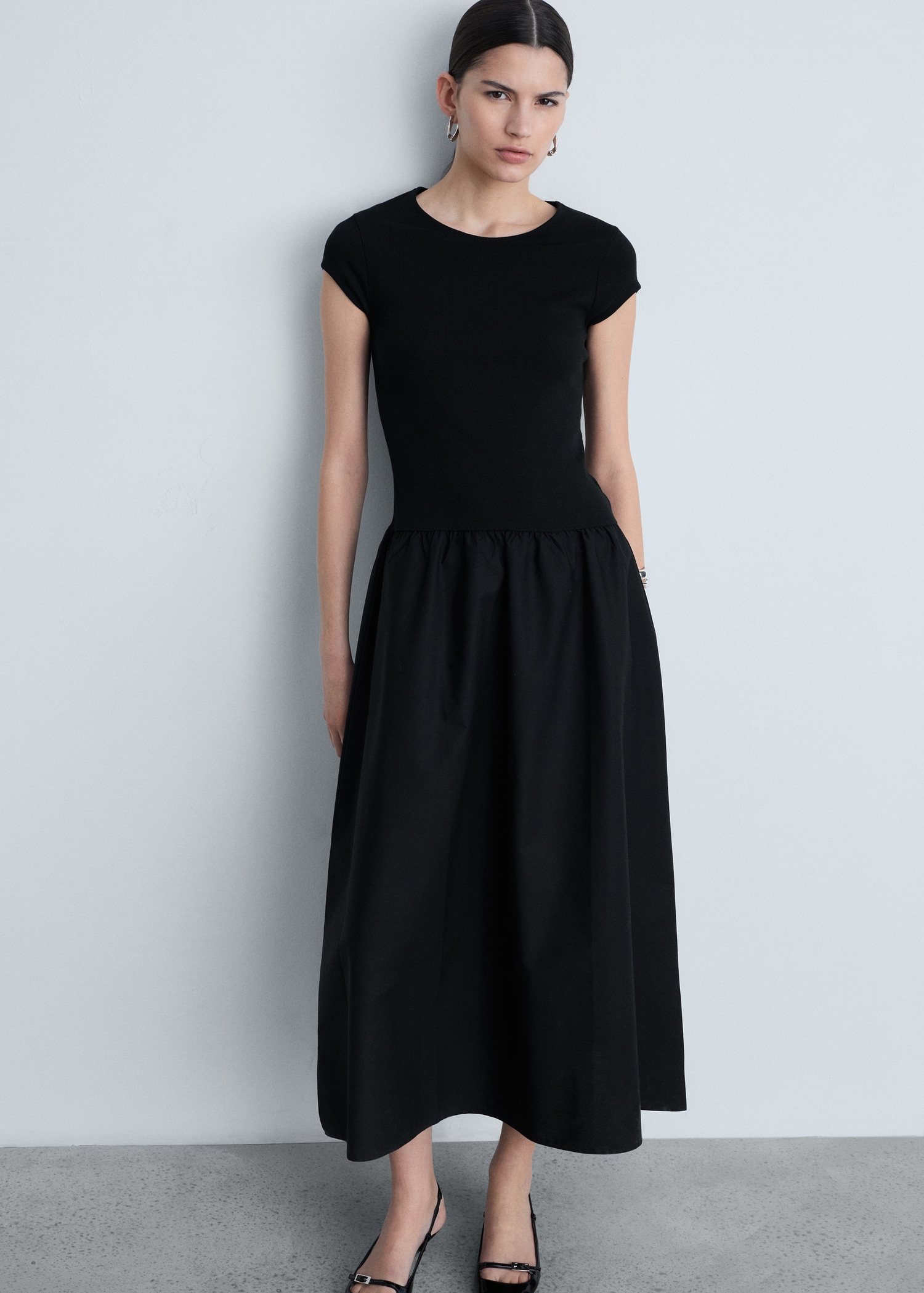 Zalando Mango Abito Maglia Vestito Svasato Tessuto Combinato Donna