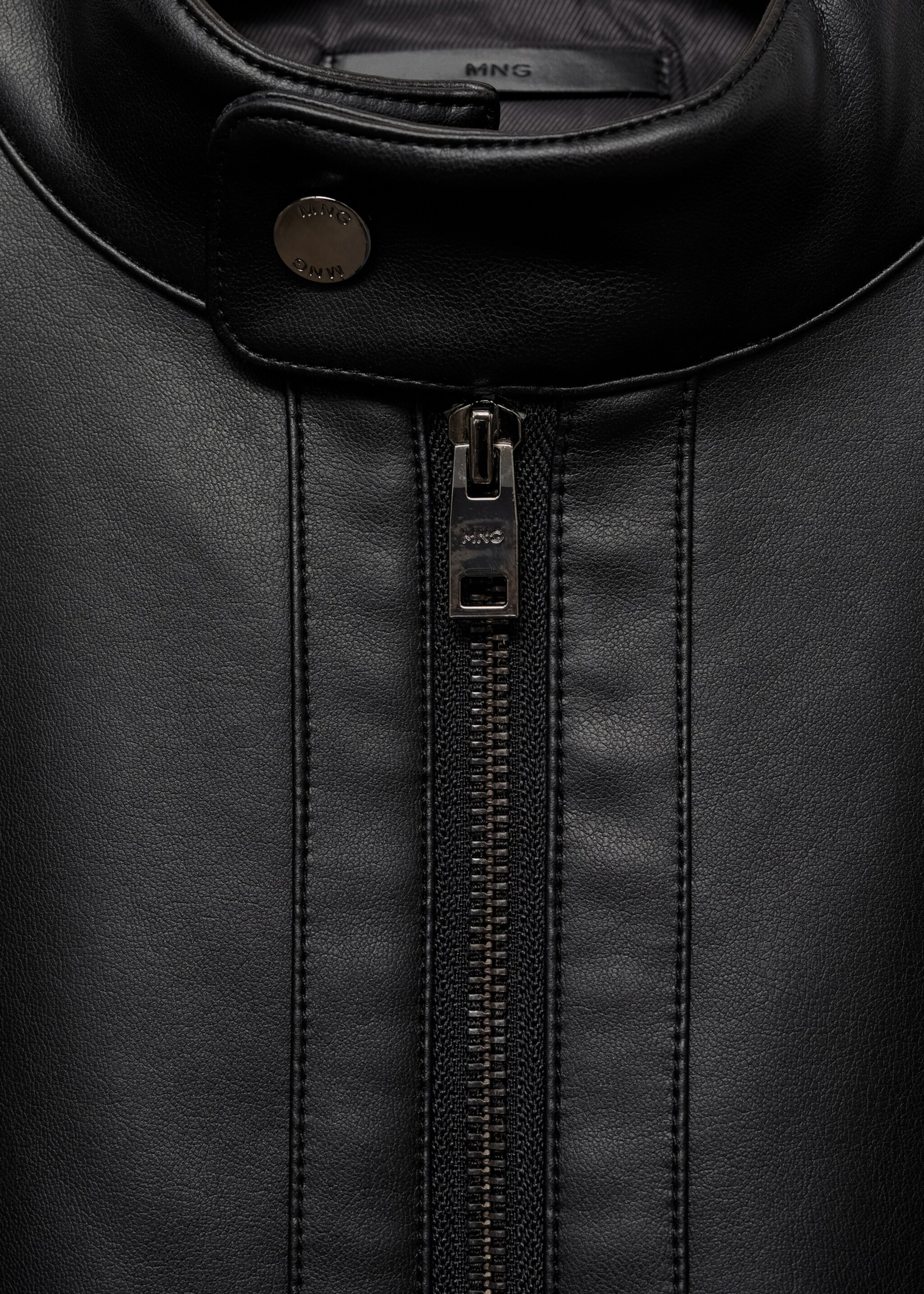 Nappa leather-effect jacket - Details of the article 8, Black. Ref: 77044432-00.