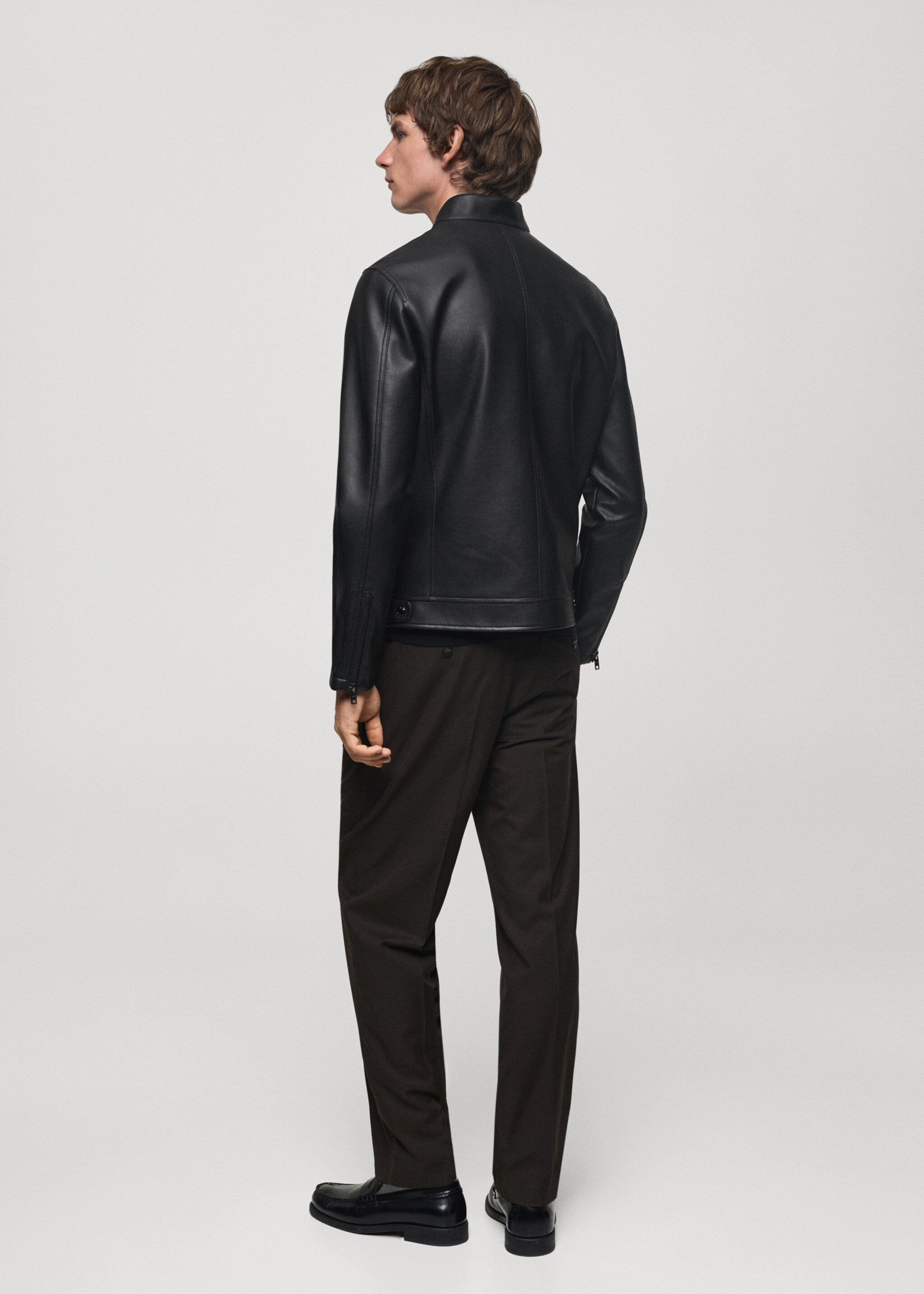 Nappa leather-effect jacket - Reverse of the article, Black. Ref: 77044432-00.