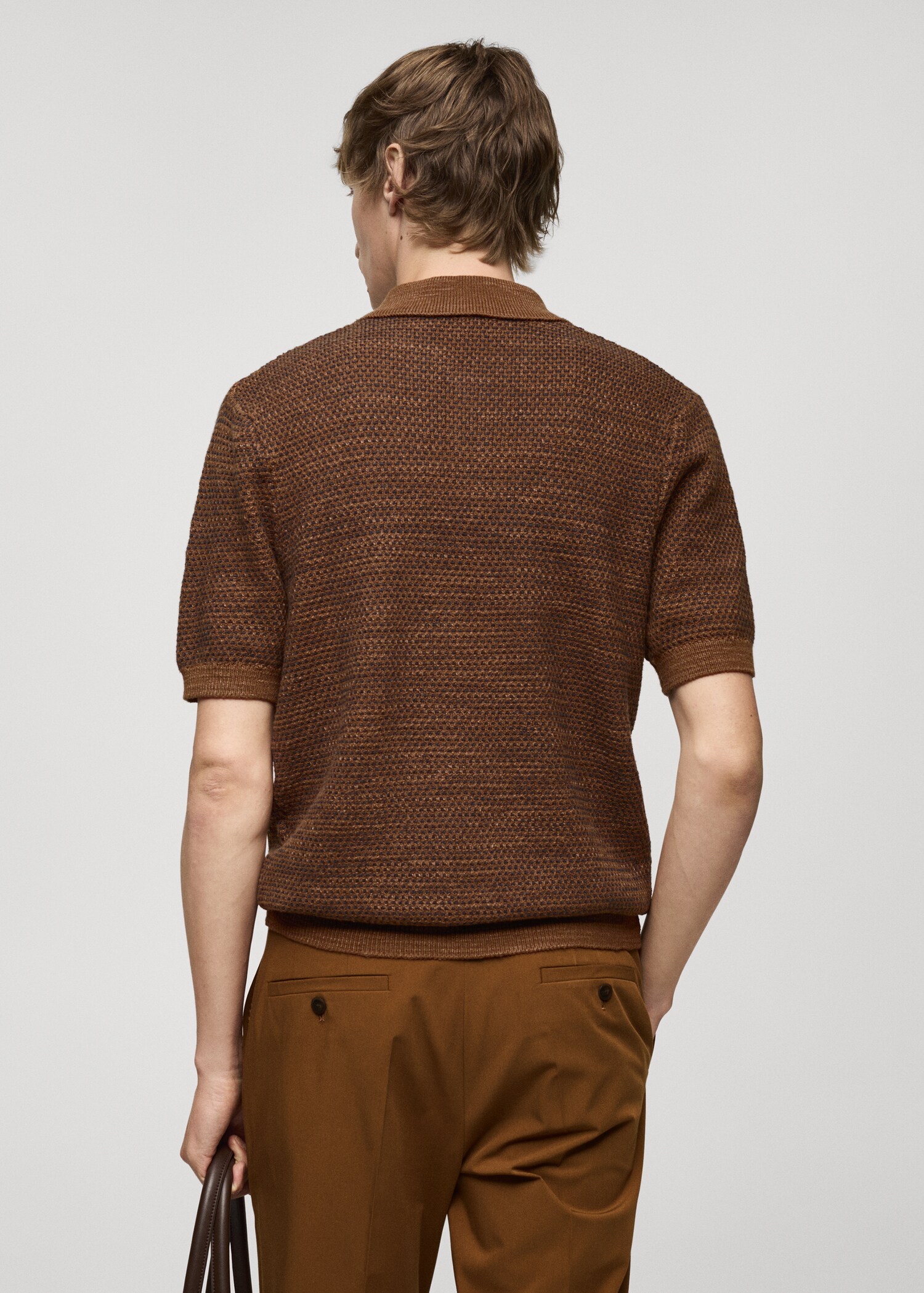 Structured knit cotton polo - Men | MANGO USA