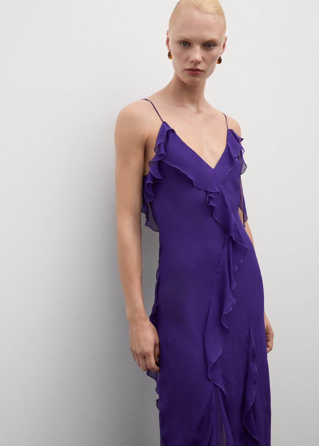 Ruffled chiffon dress Women MANGO Saudi Arabia