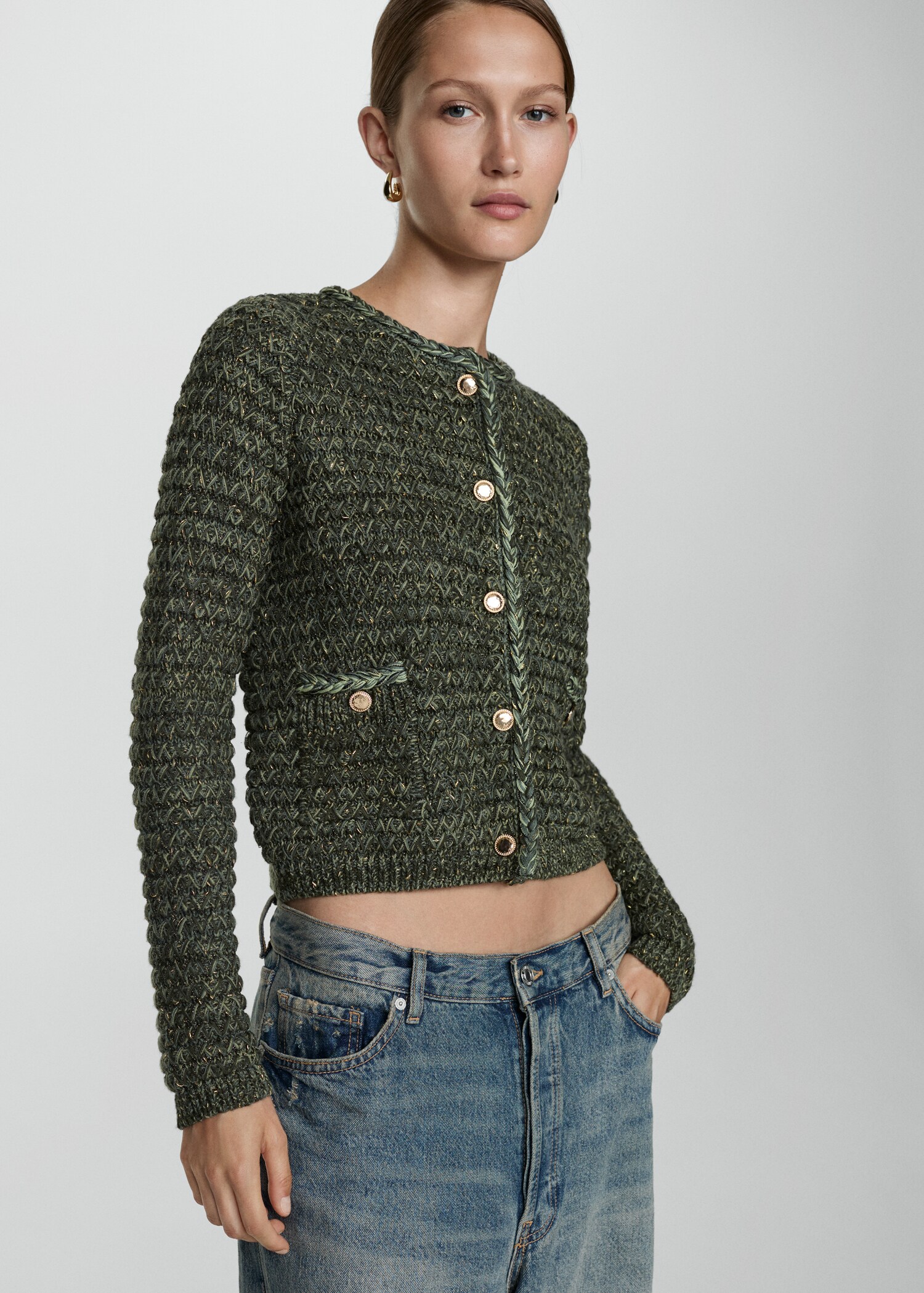 Cardigan Lurex à grosse maille - Plan moyen