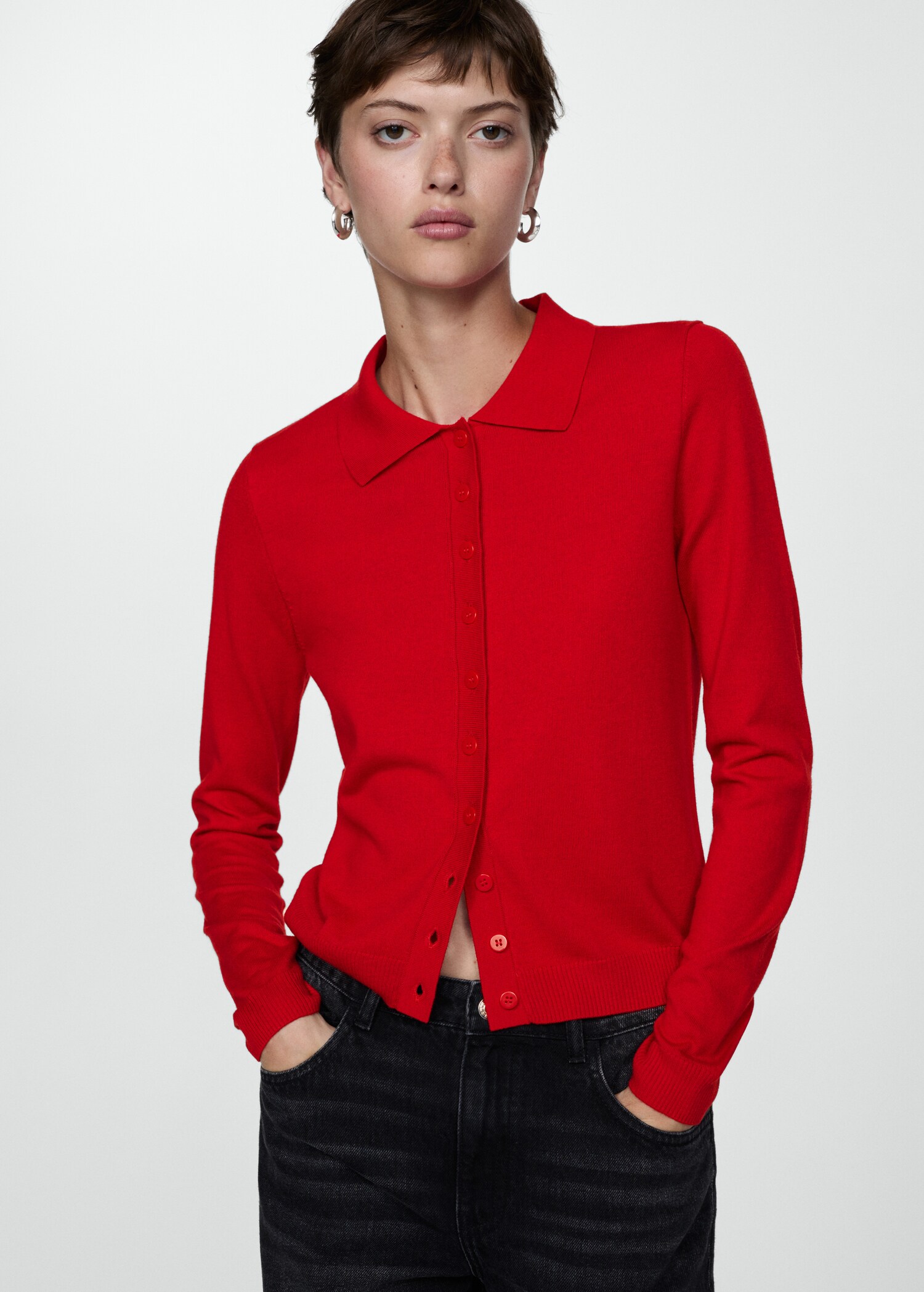Polo-neck cardigan - Medium plane