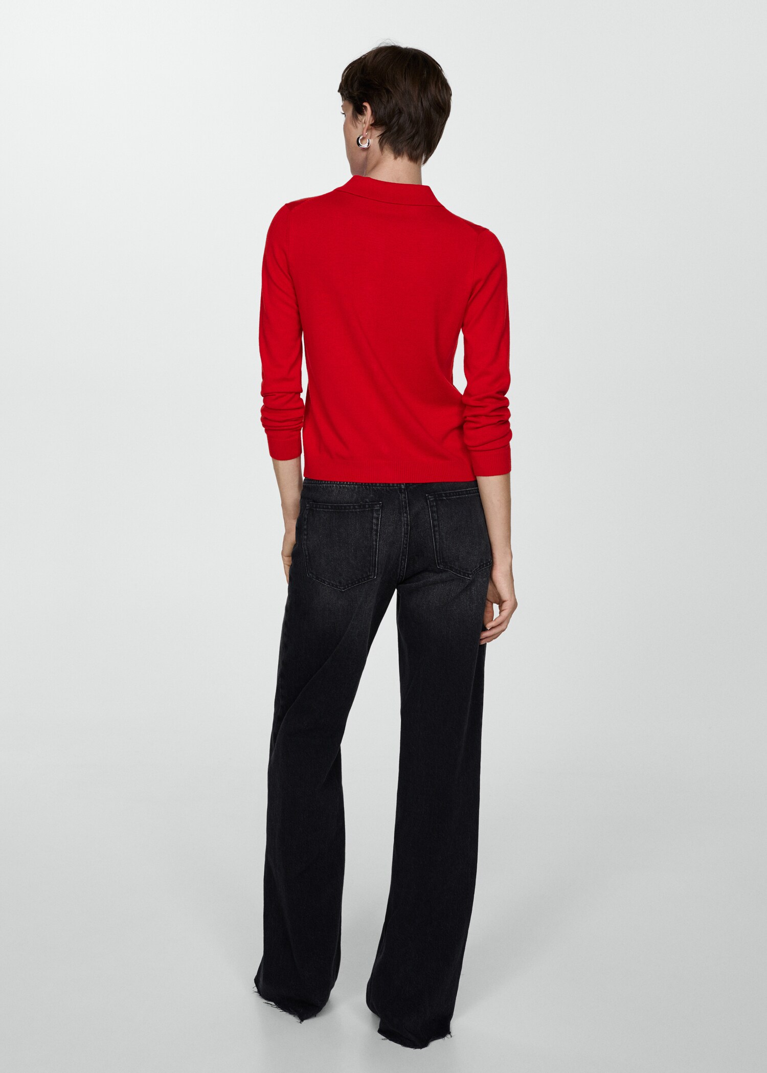 Polo-neck cardigan - Reverse of the article