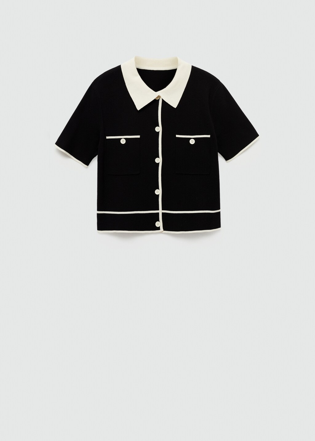 トップス short cardigan Short-sleeved cardigan with contrasting trims | MANGO Japan