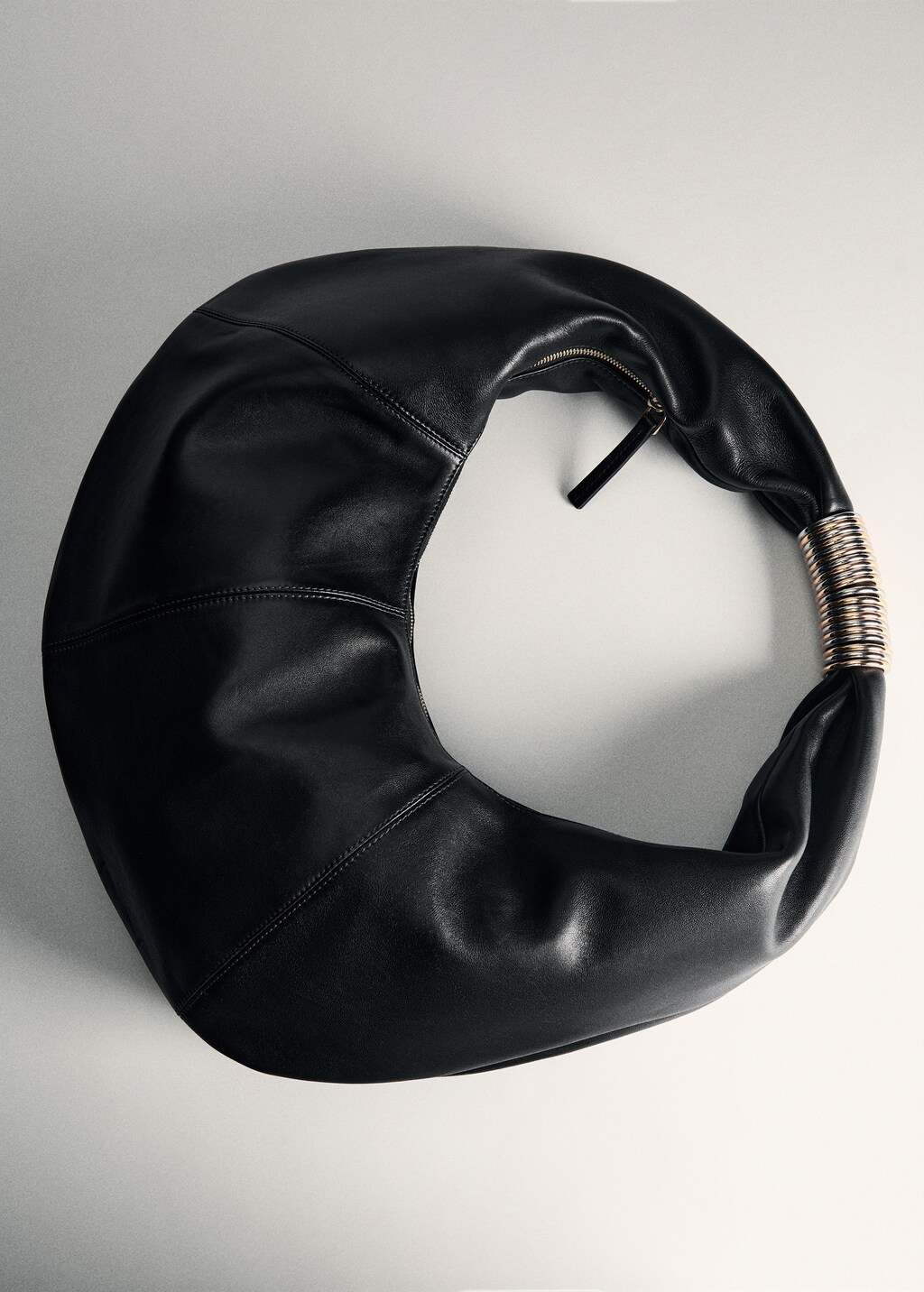 Mango Women s Metallic Detail Leather Bag Black
