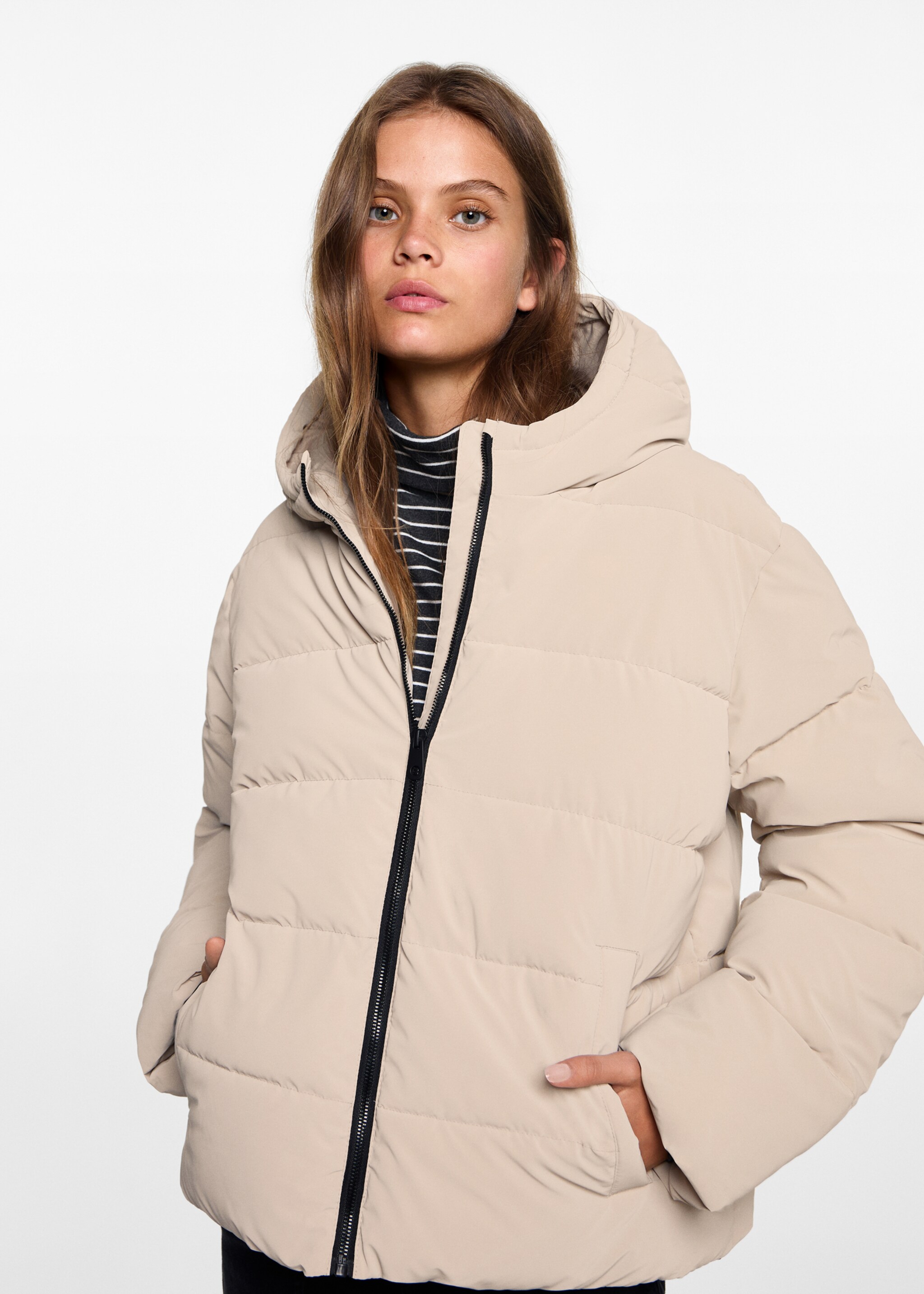 Hood quilted coat - Medium plane