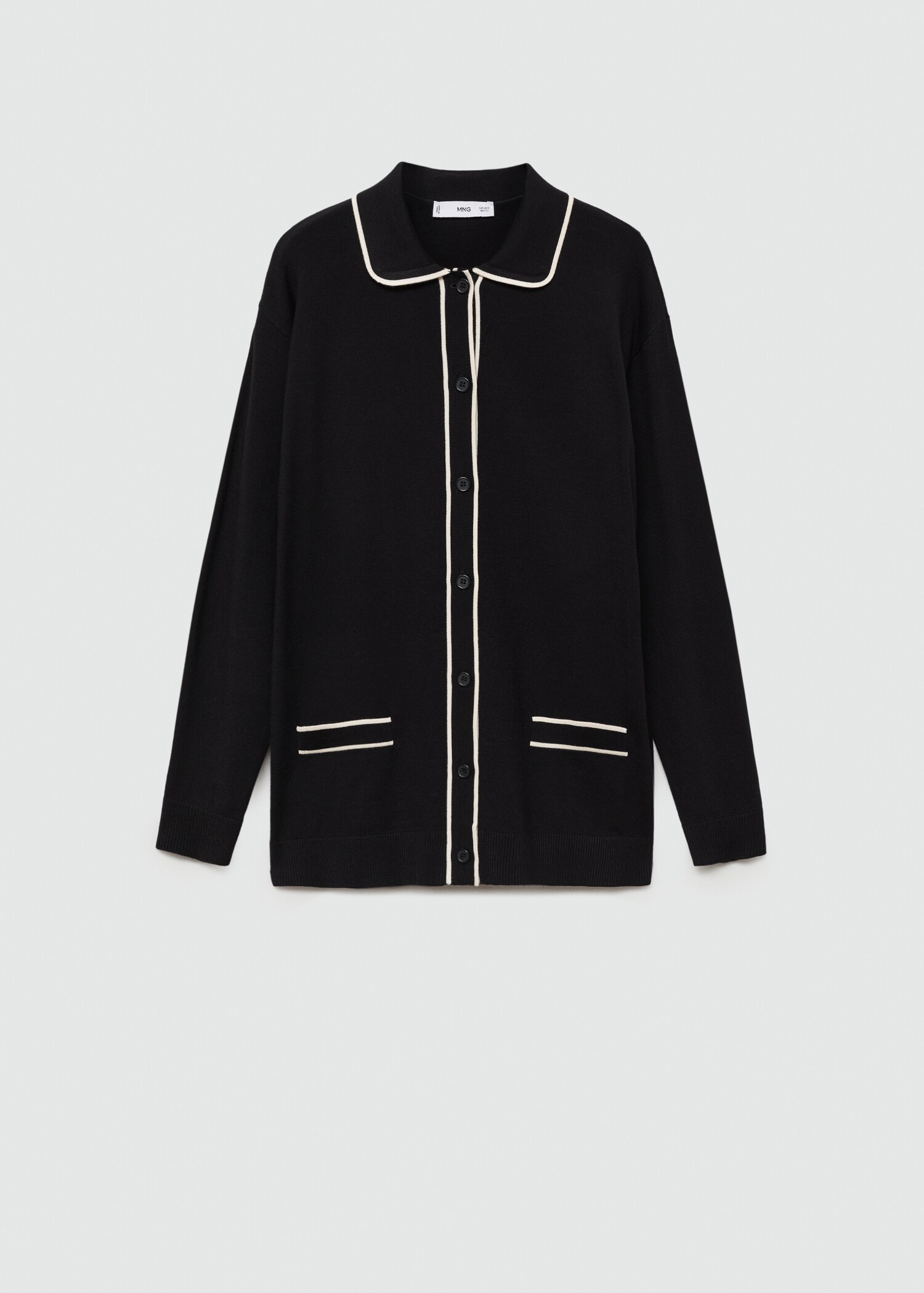 Oversized cardigan with contrasting trims - Article without model
