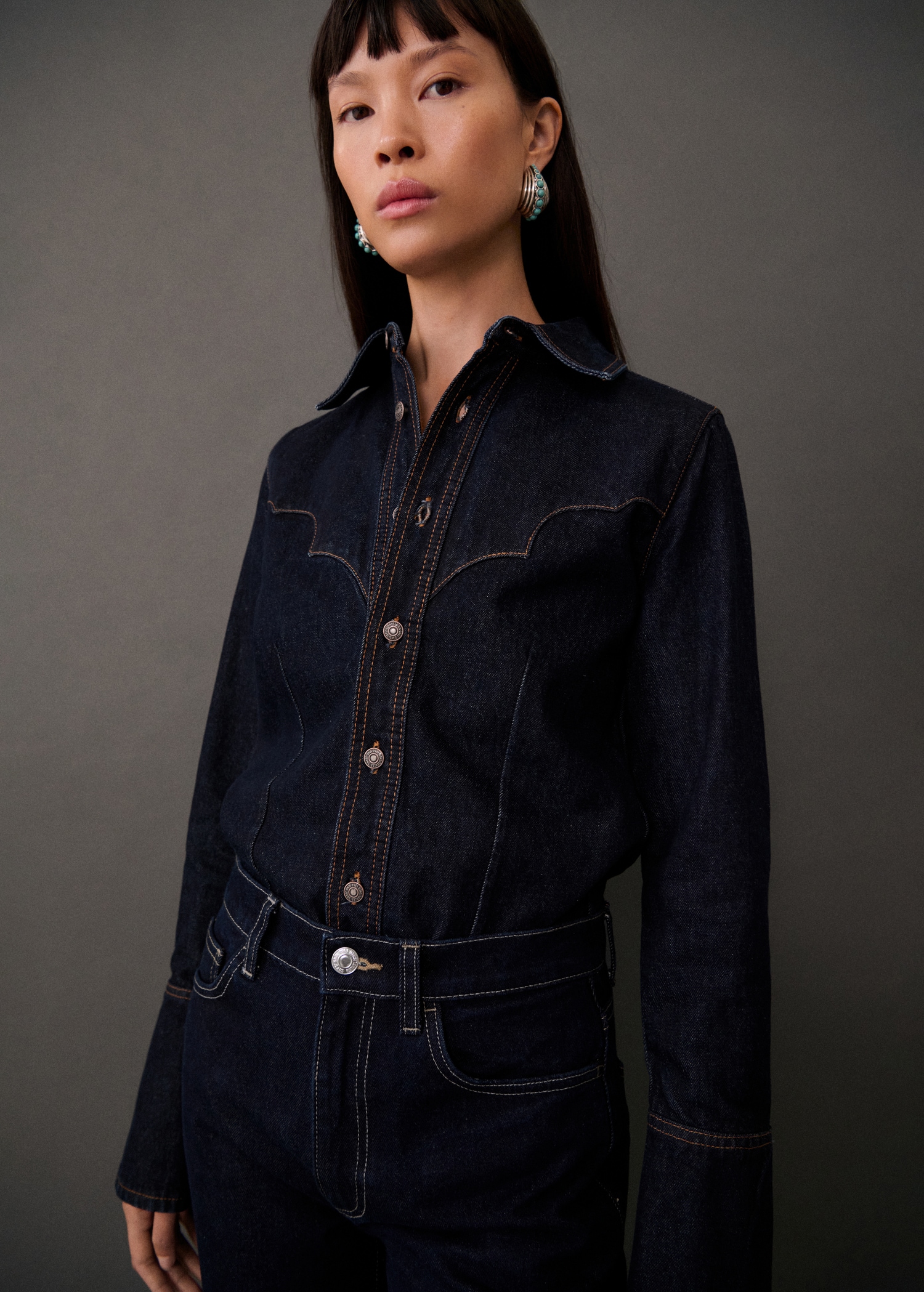 Denim shirt with seams - Main Image
