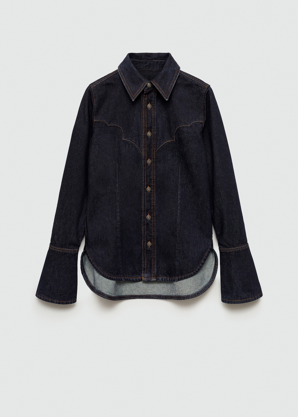 Denim shirt with seams