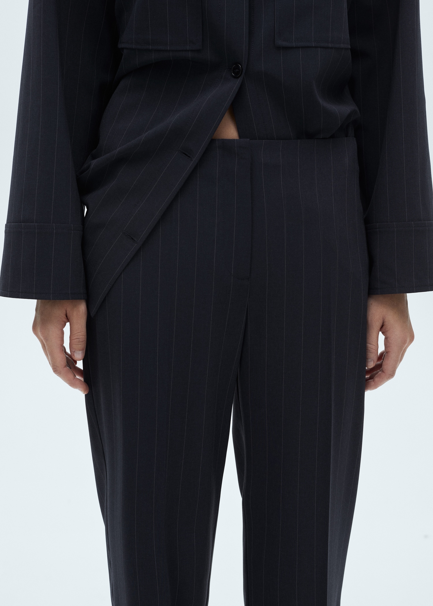 Chalk-stripe straight trousers - Medium plane