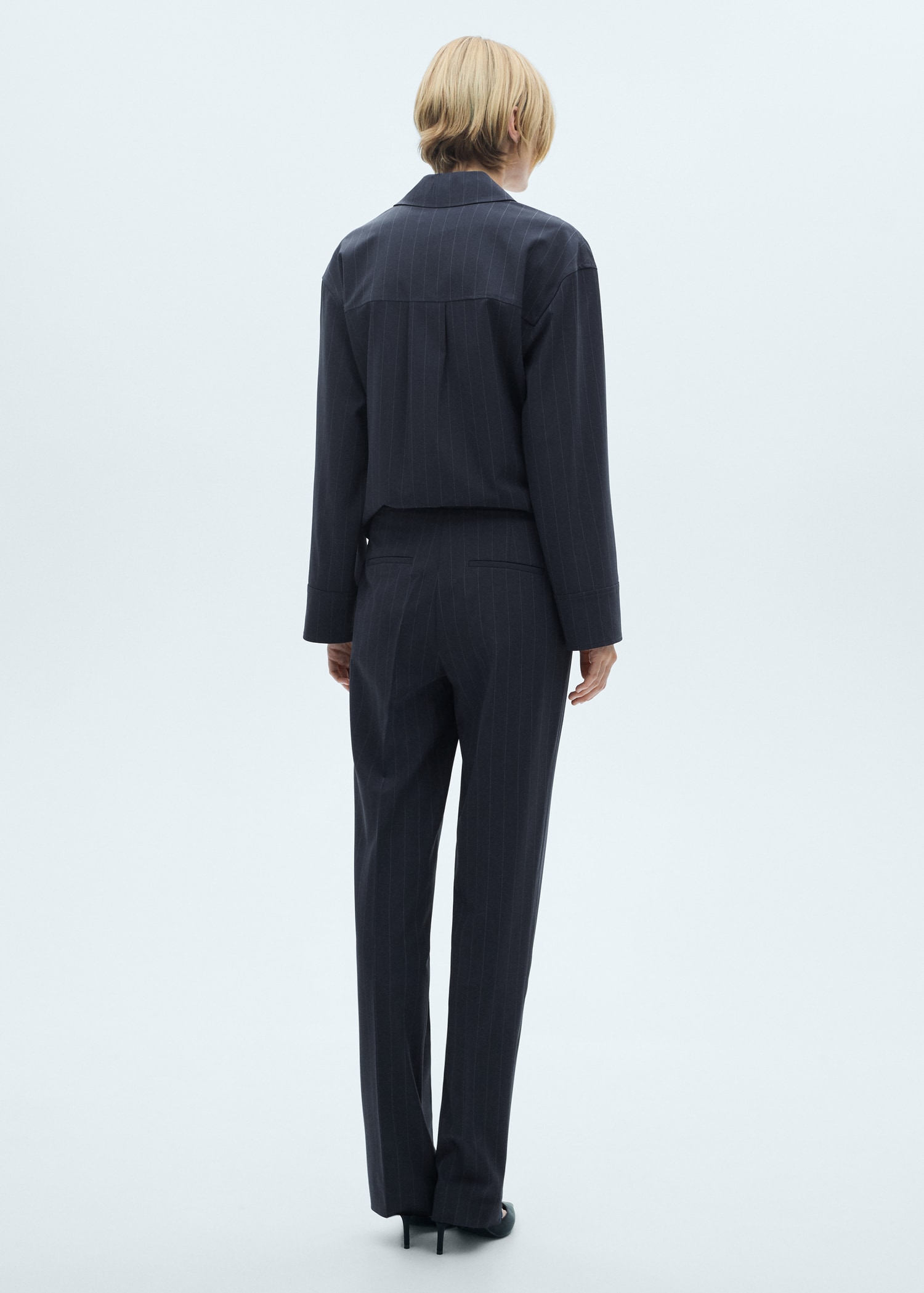 Chalk-stripe straight trousers - Reverse of the article