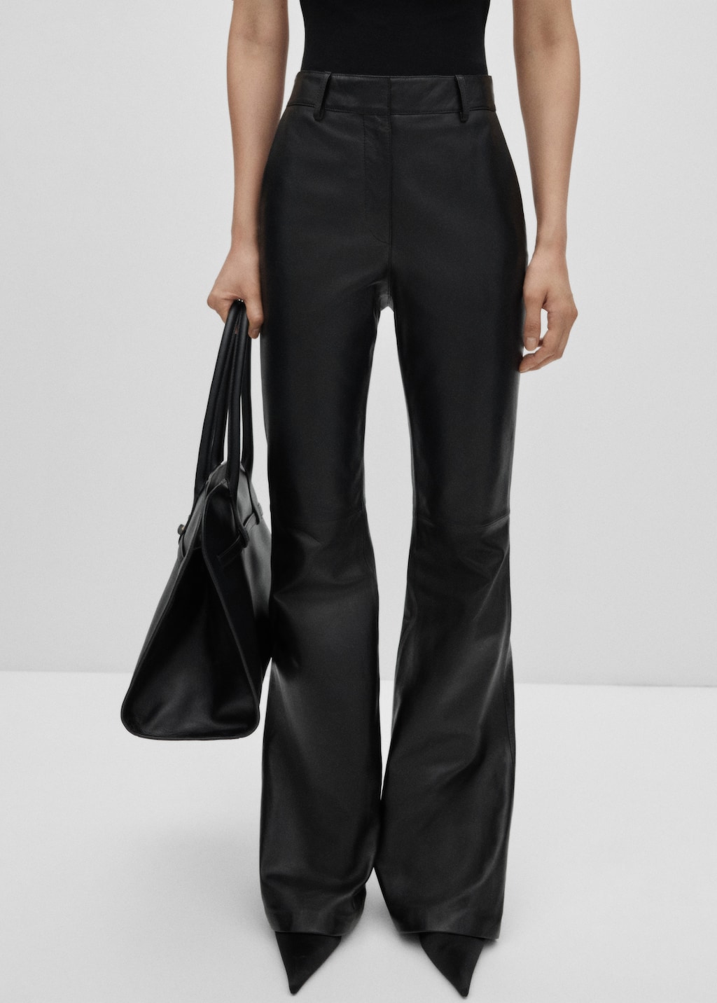 Flared leather trousers - Women | MANGO Japan Flared leather trousers - Women | MANGO Japan
