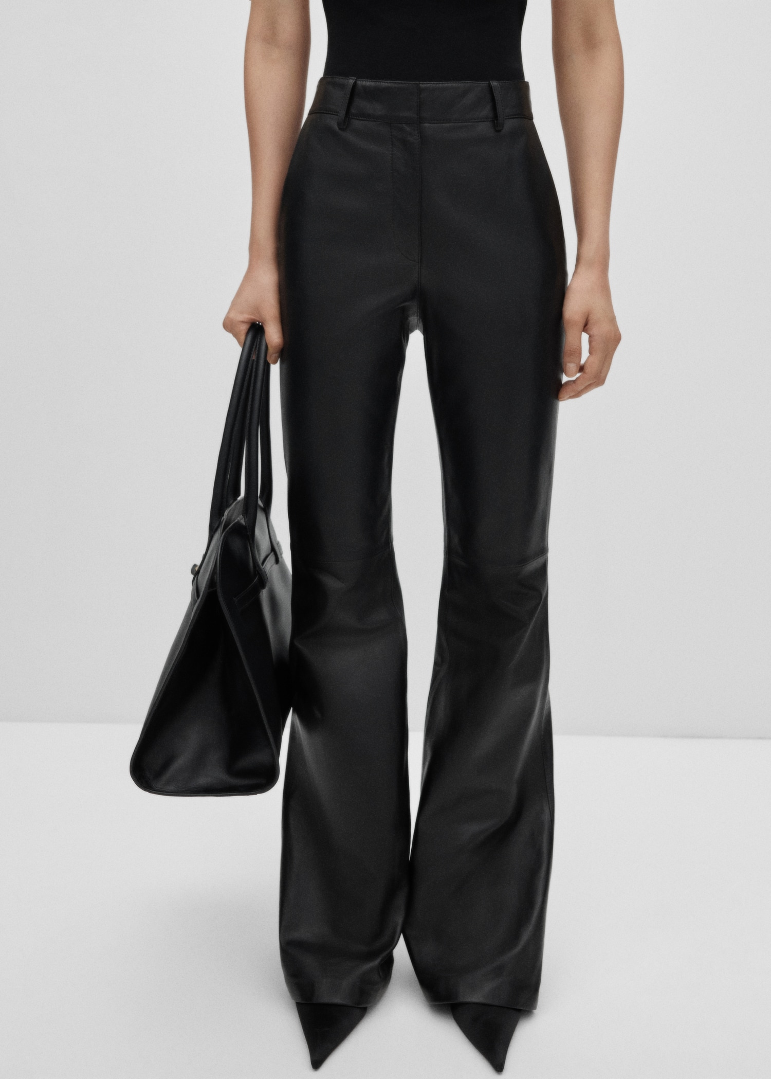 Flared leather trousers - Main Image