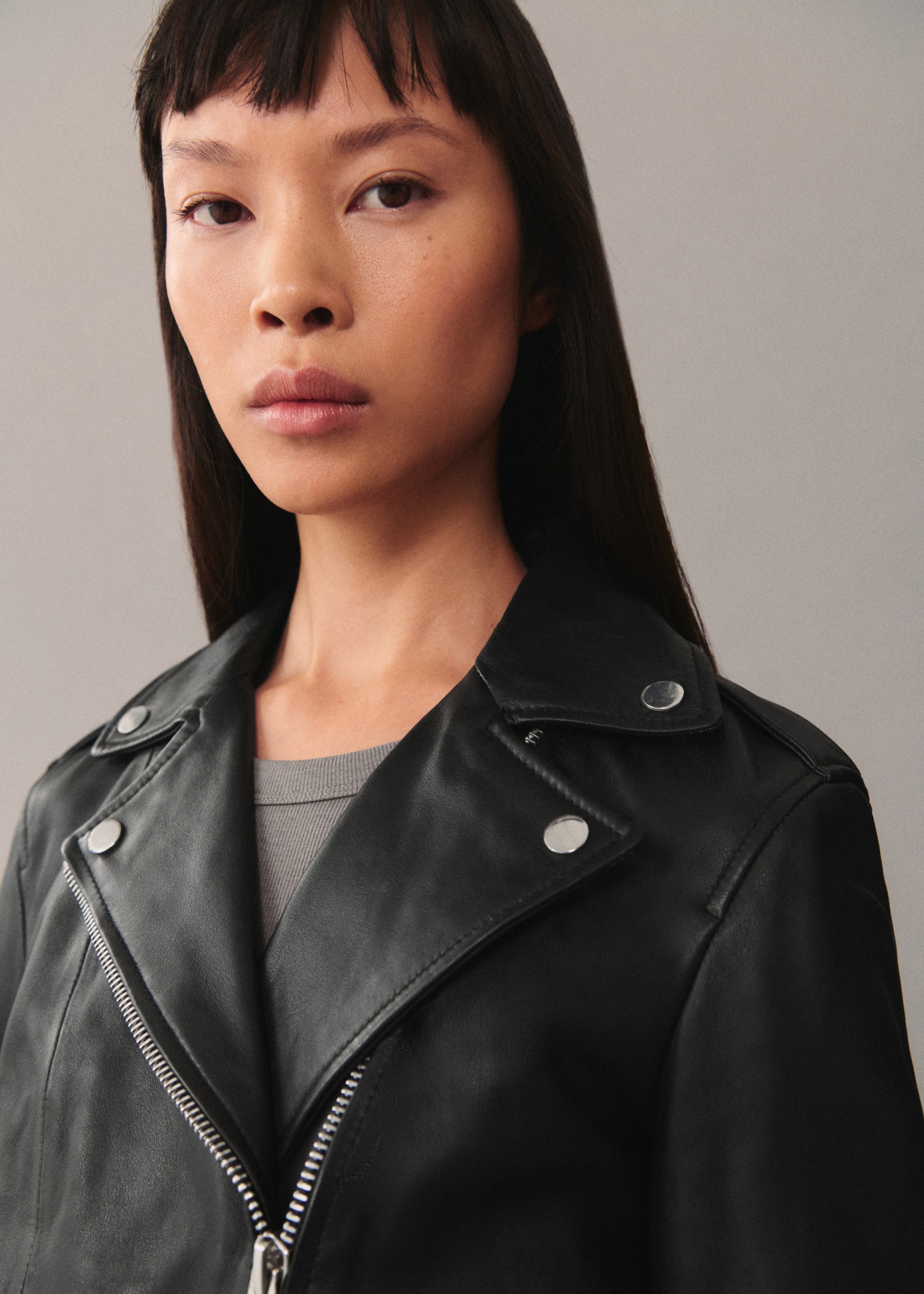 Leather biker jacket - Details of the article 1