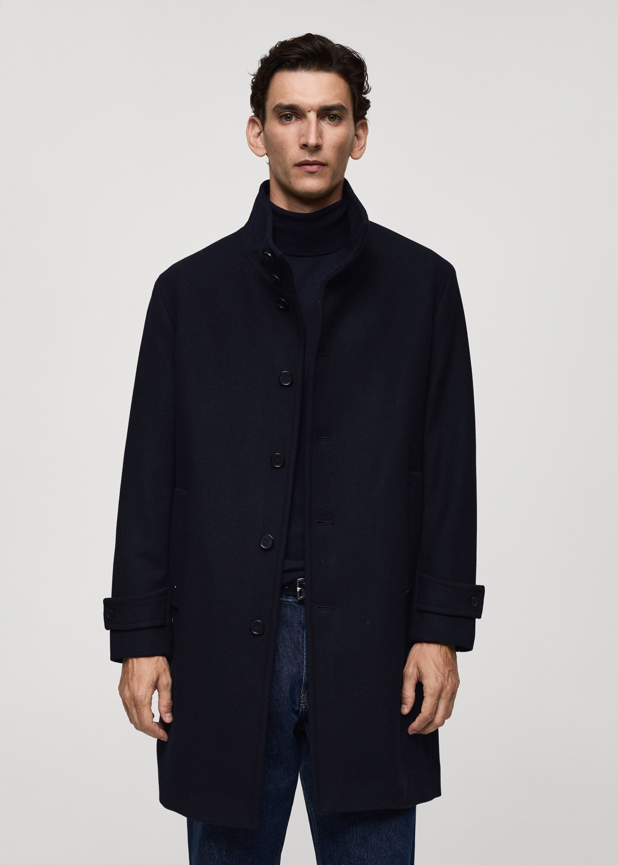 Wool funnel neck coat - Medium plane