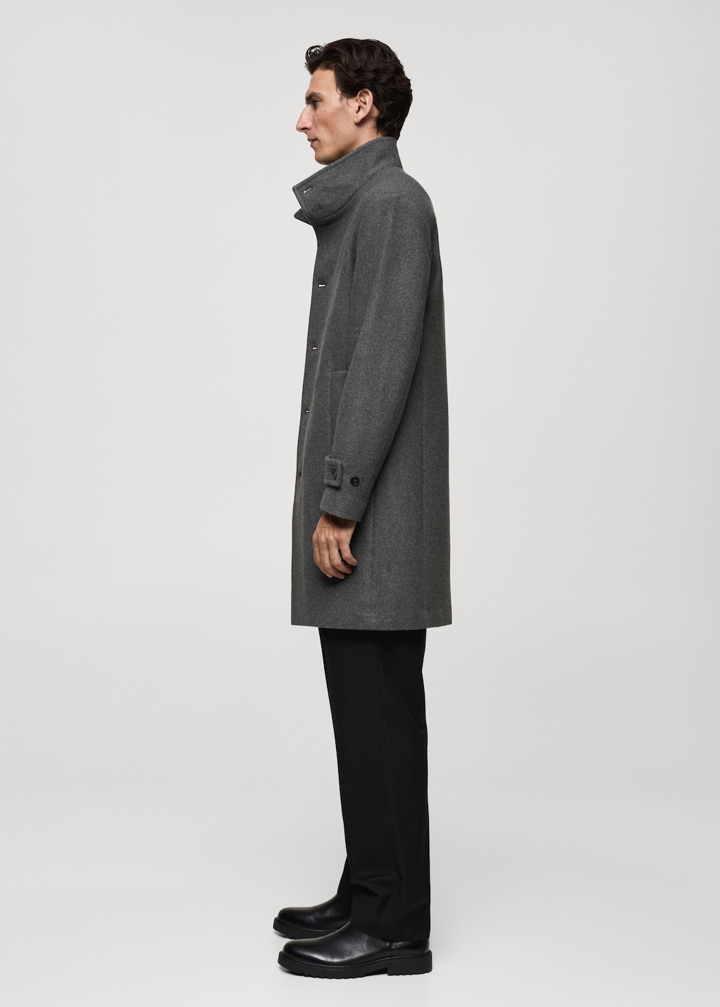 Grey funnel neck coat mens online