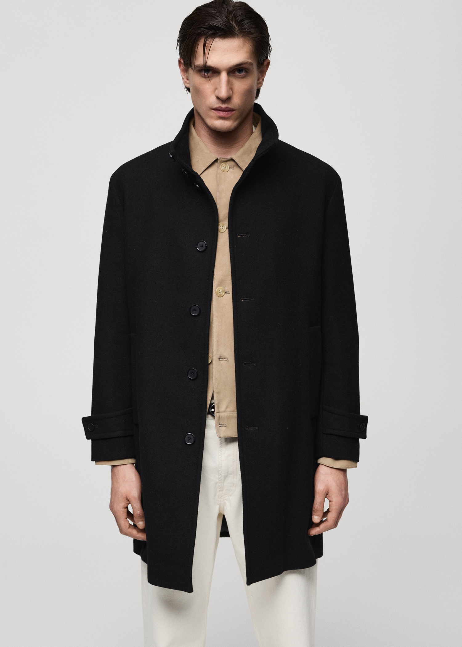 Wool funnel neck coat - Medium plane