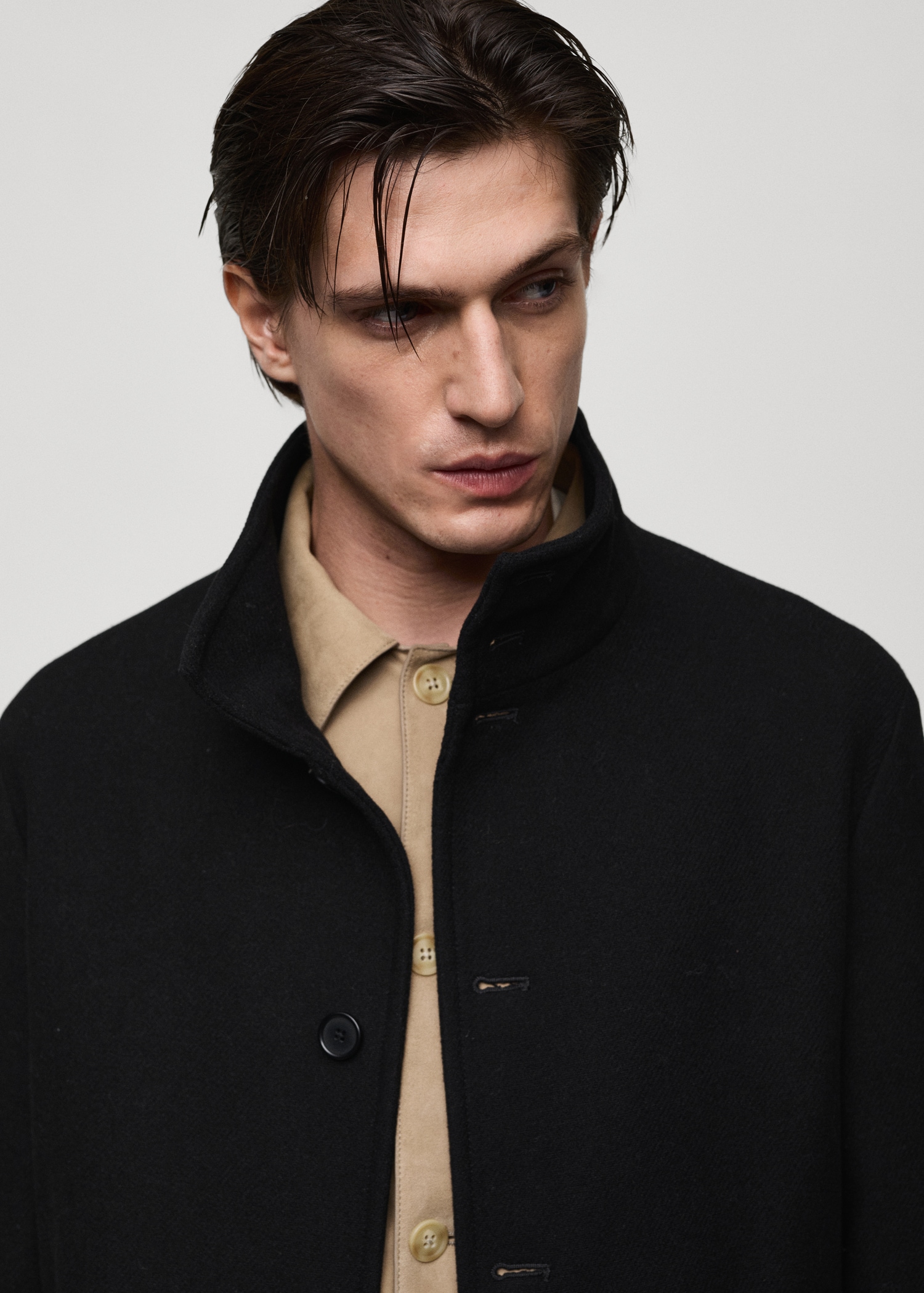 Wool funnel neck coat - Details of the article 1