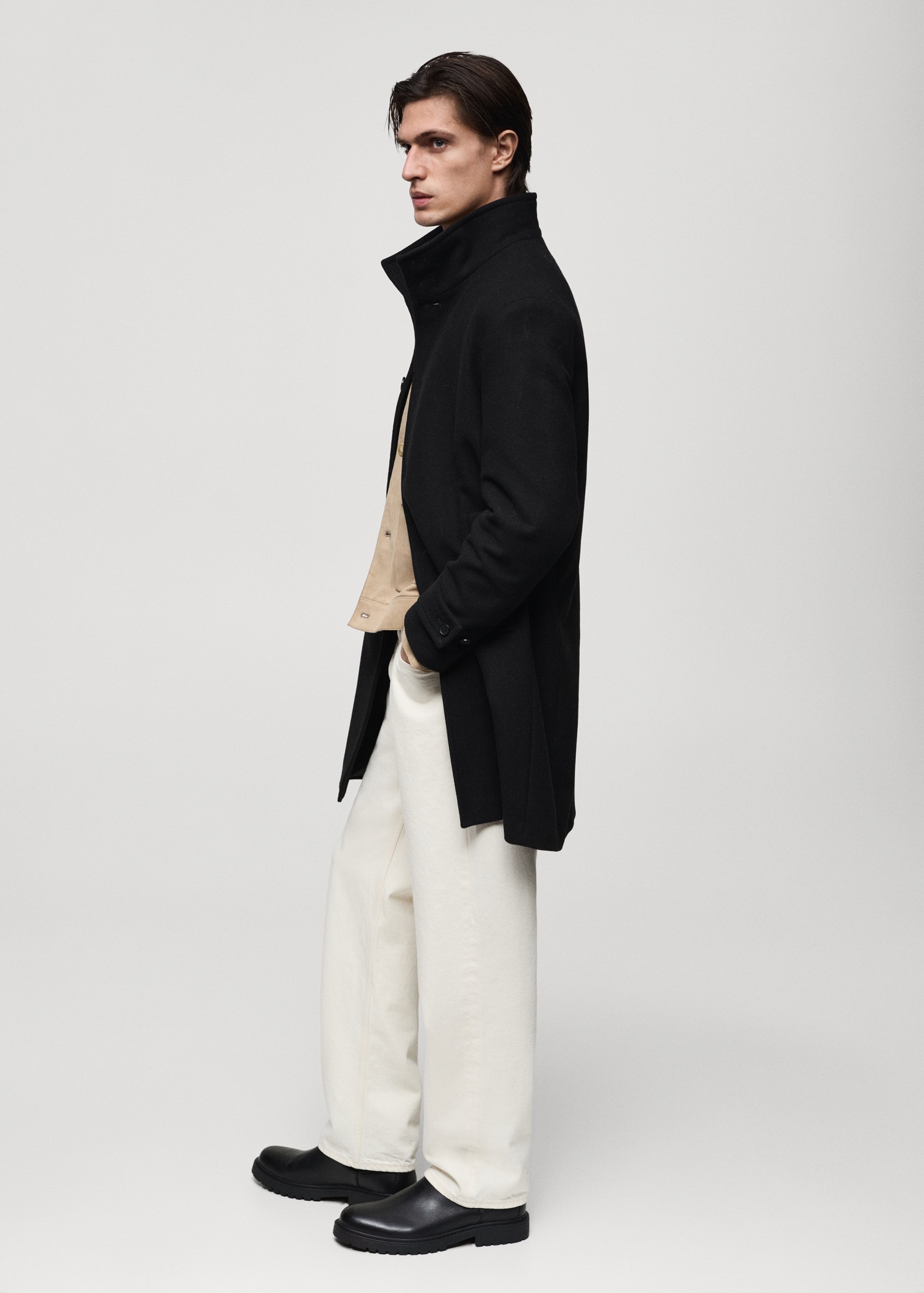 Wool funnel neck coat - Details of the article 2