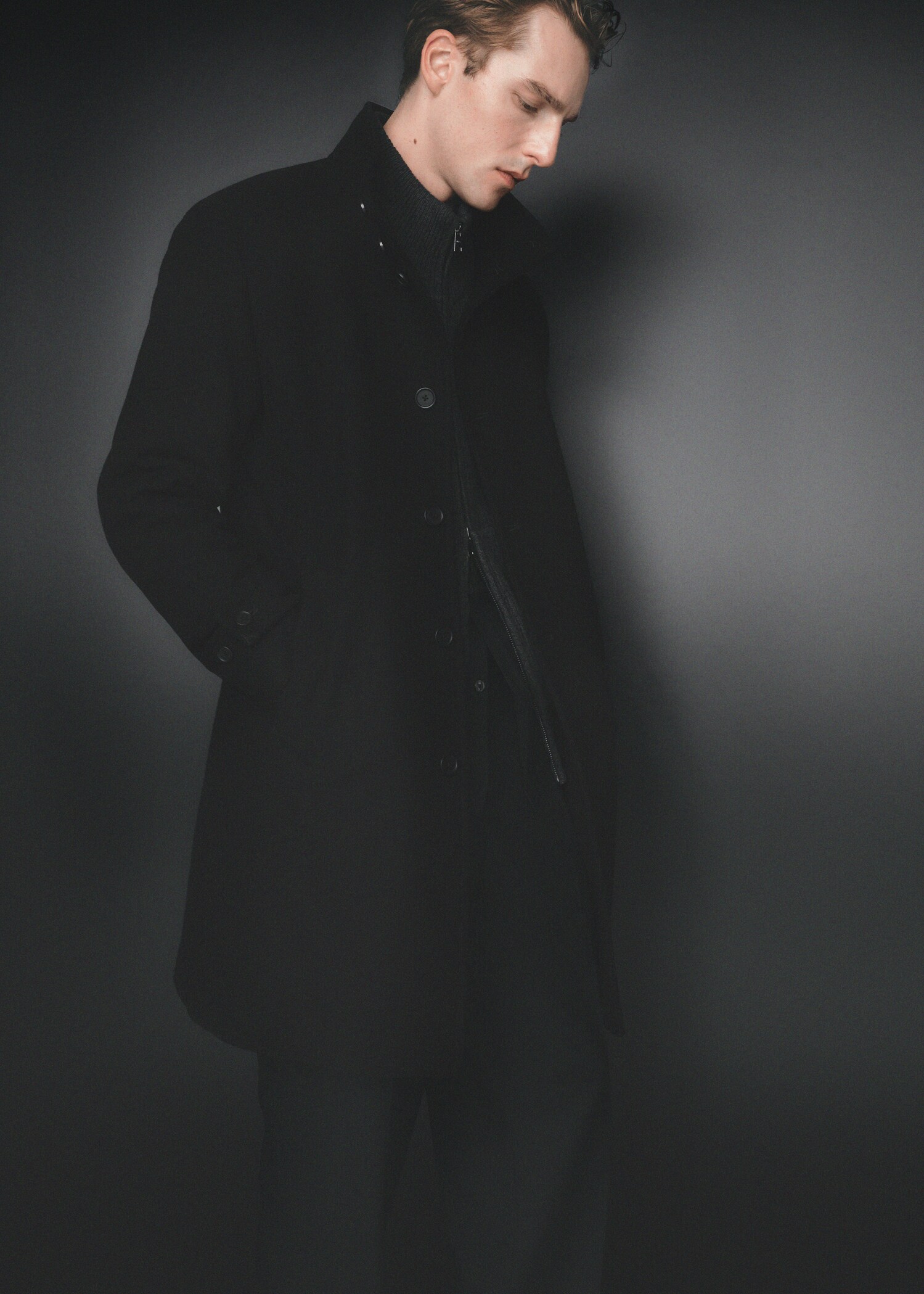 Wool funnel neck coat - Details of the article 3