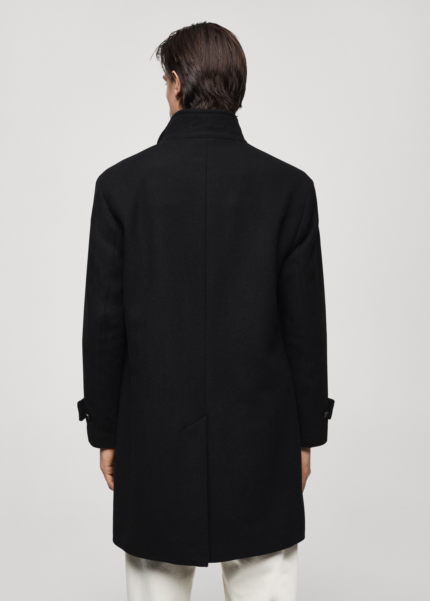 Wool funnel neck coat - Reverse of the article