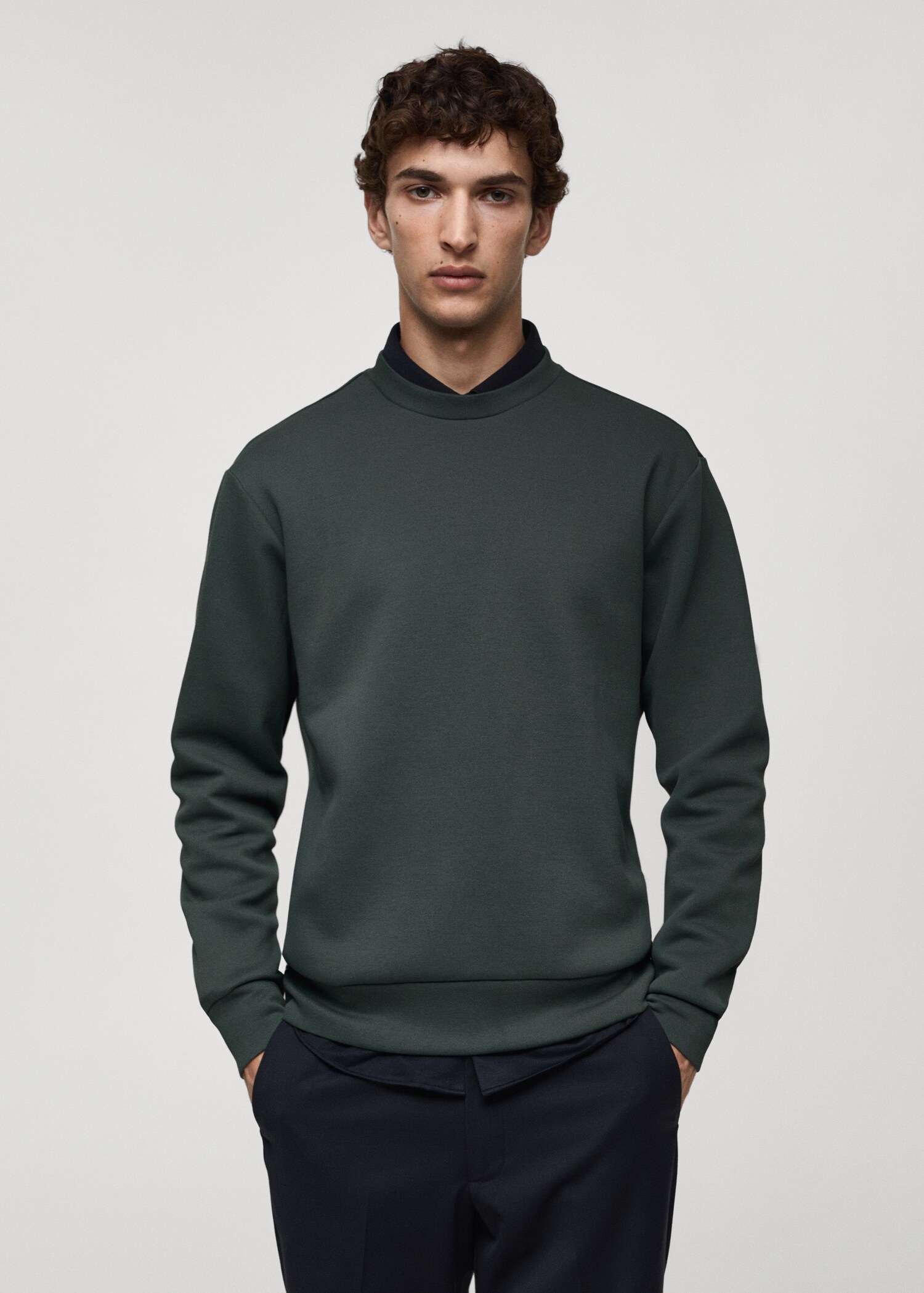 Comfort stretch sweatshirt in crease-resistant fabric - Medium plane