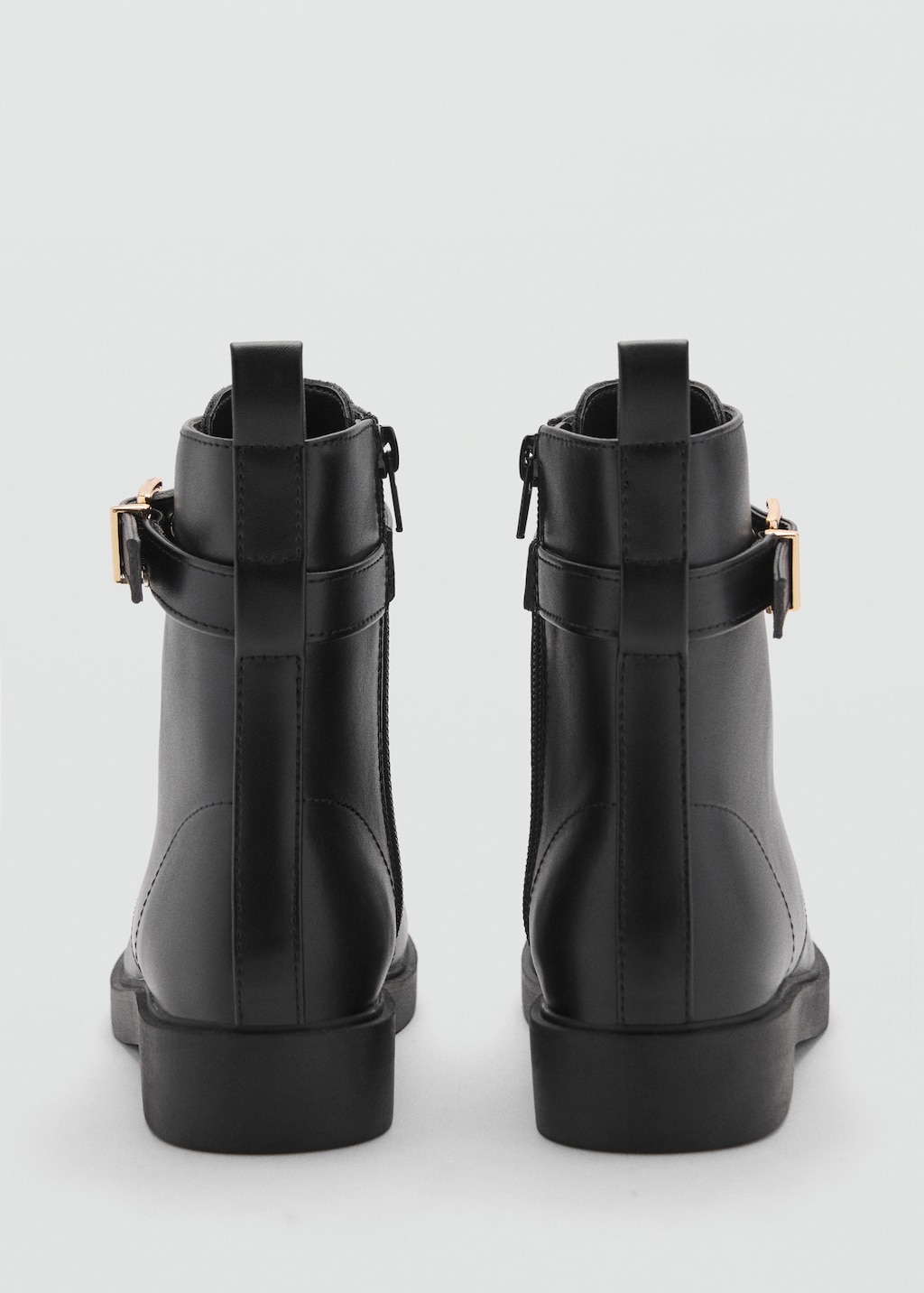 Black leather buckle booties outlet