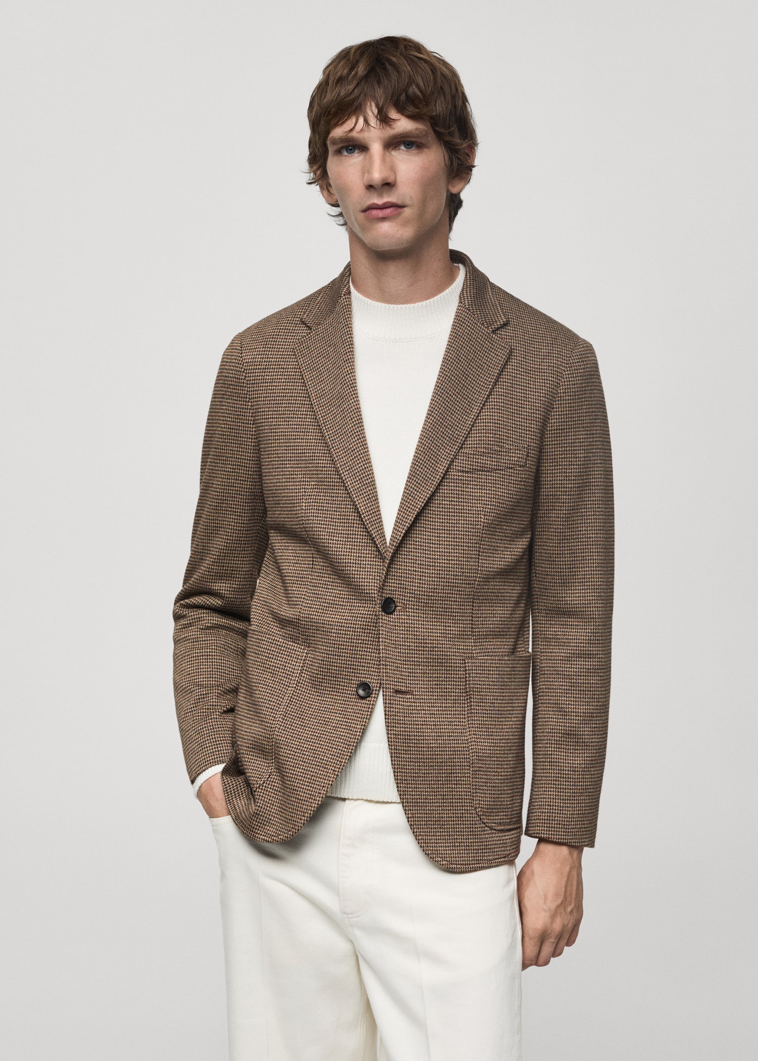 Slim-fit micro-houndstooth jacket Men MANGO Niger