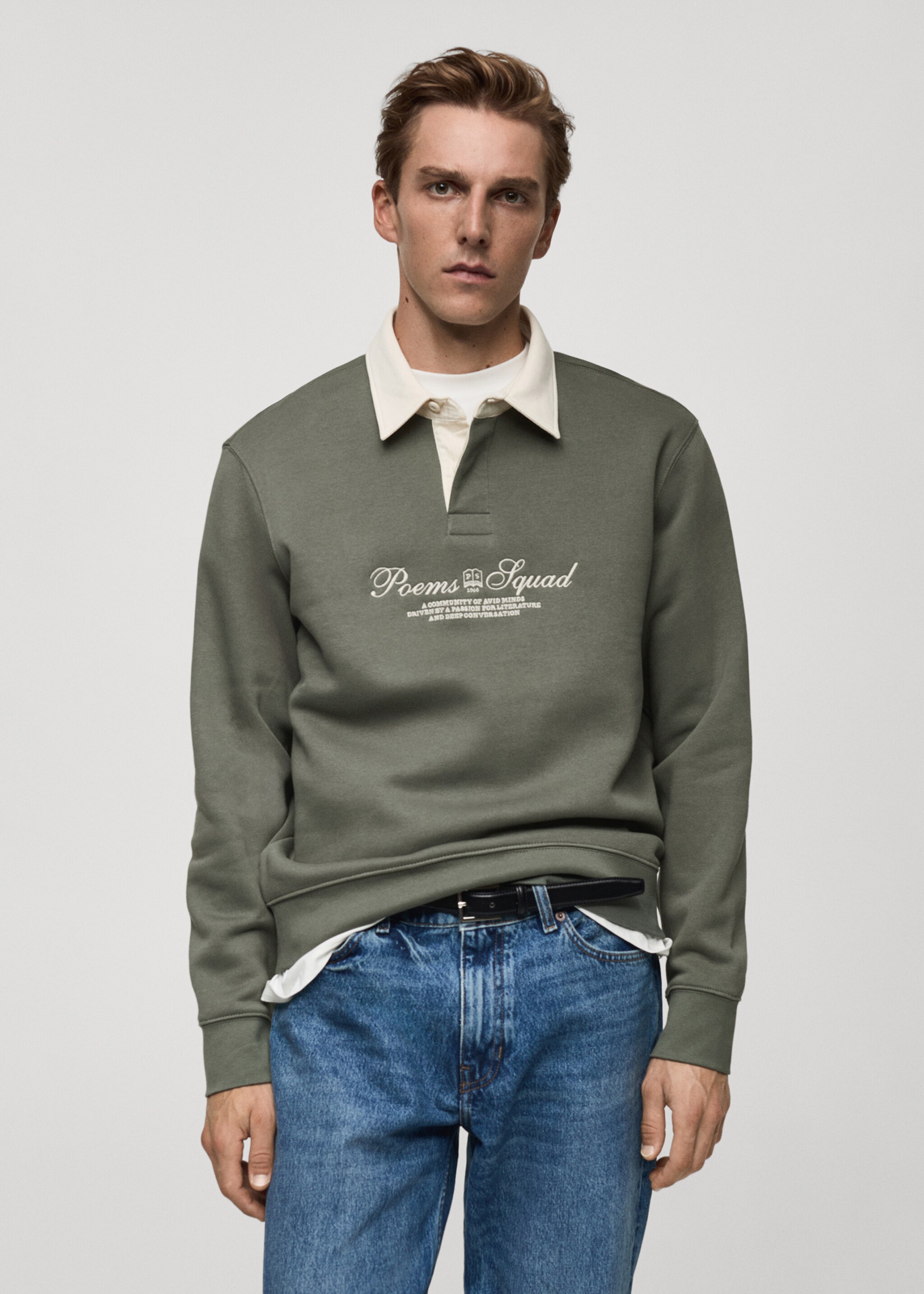 Önü yazılı polo sweatshirt - Orta plan