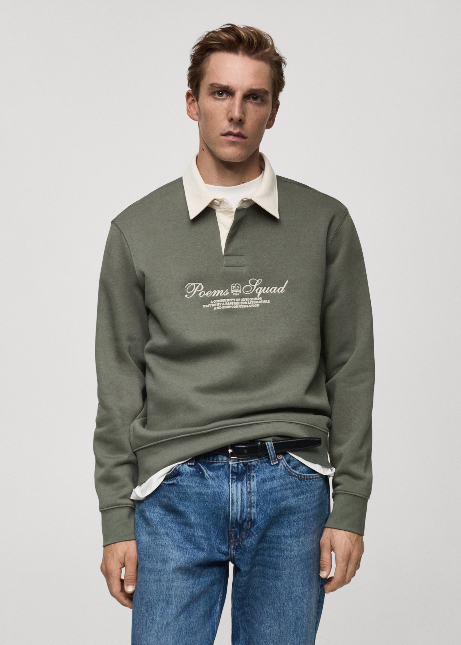Polo sweatshirt with front text - Medium plane