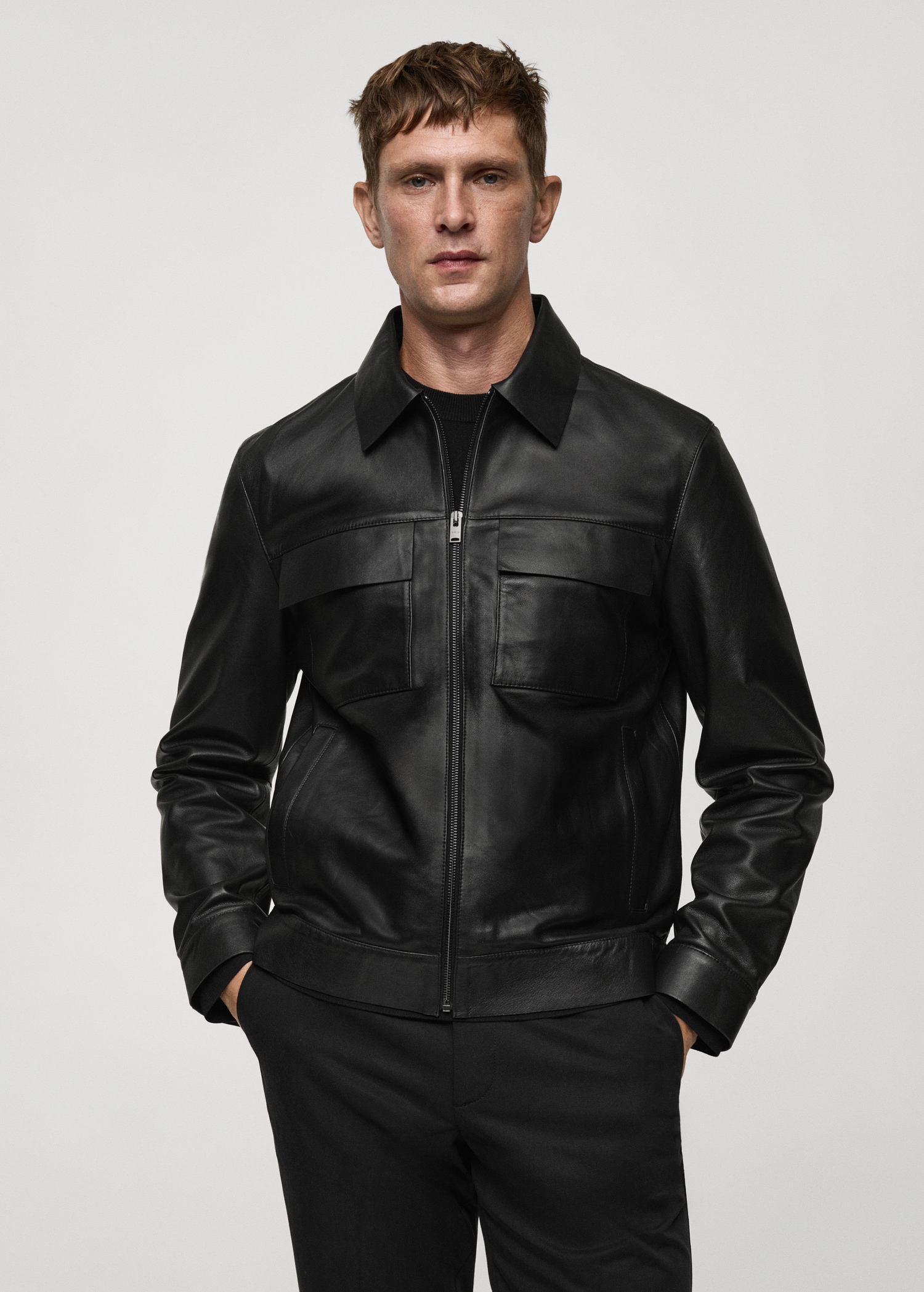 Blouson 100 cuir poches - Main Image
