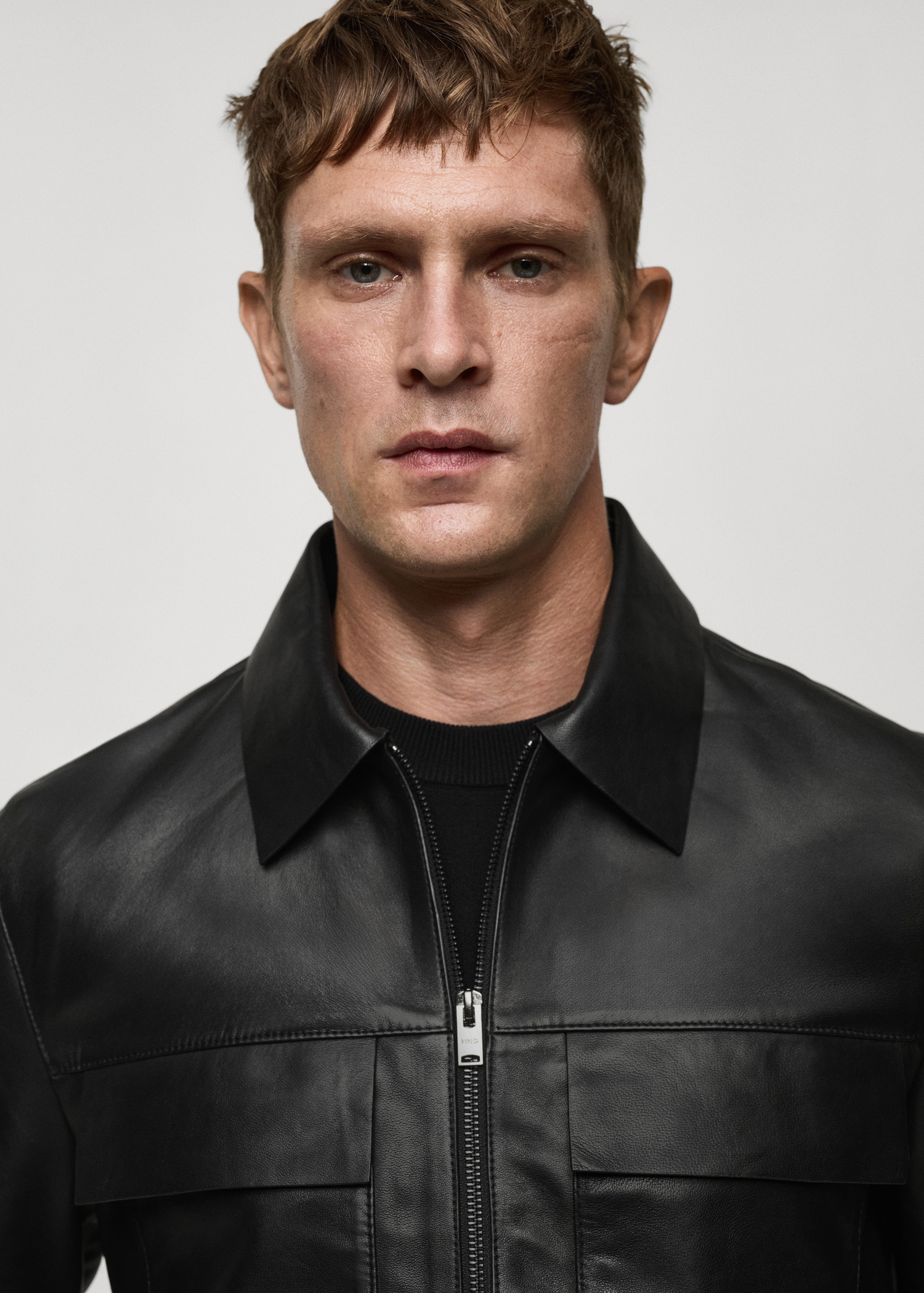 Mango Man Veste Cuir Homme Mango 100% Leather Jacket With Pockets