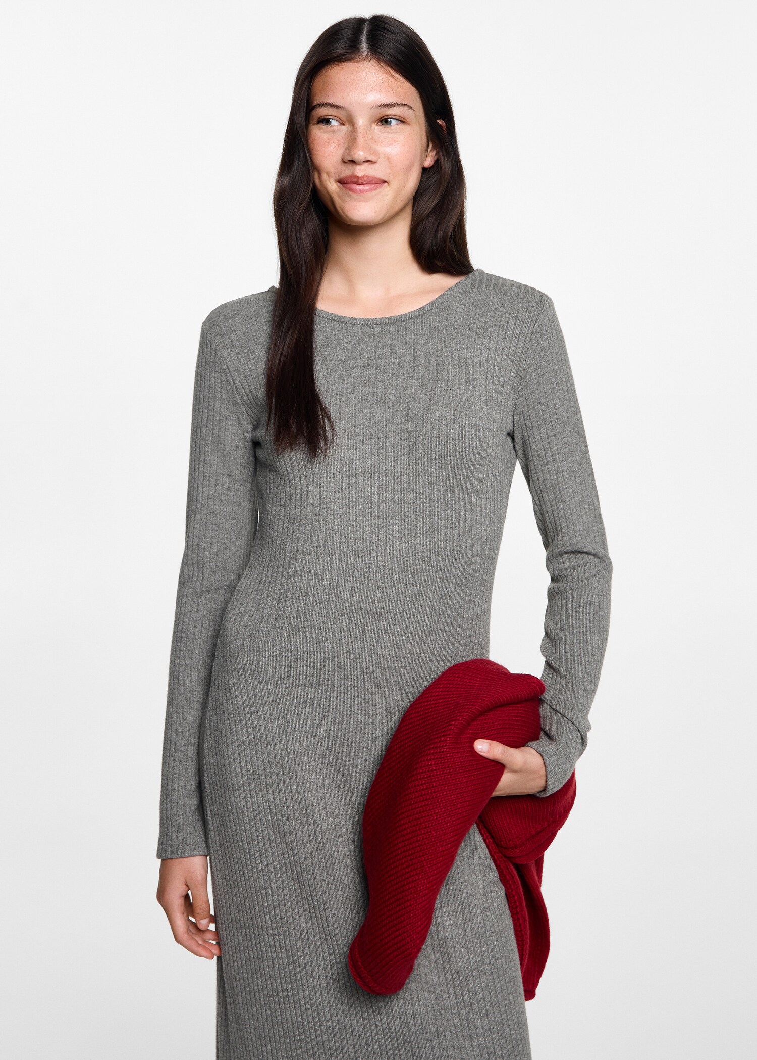 Ribbed long dress - Medium plane