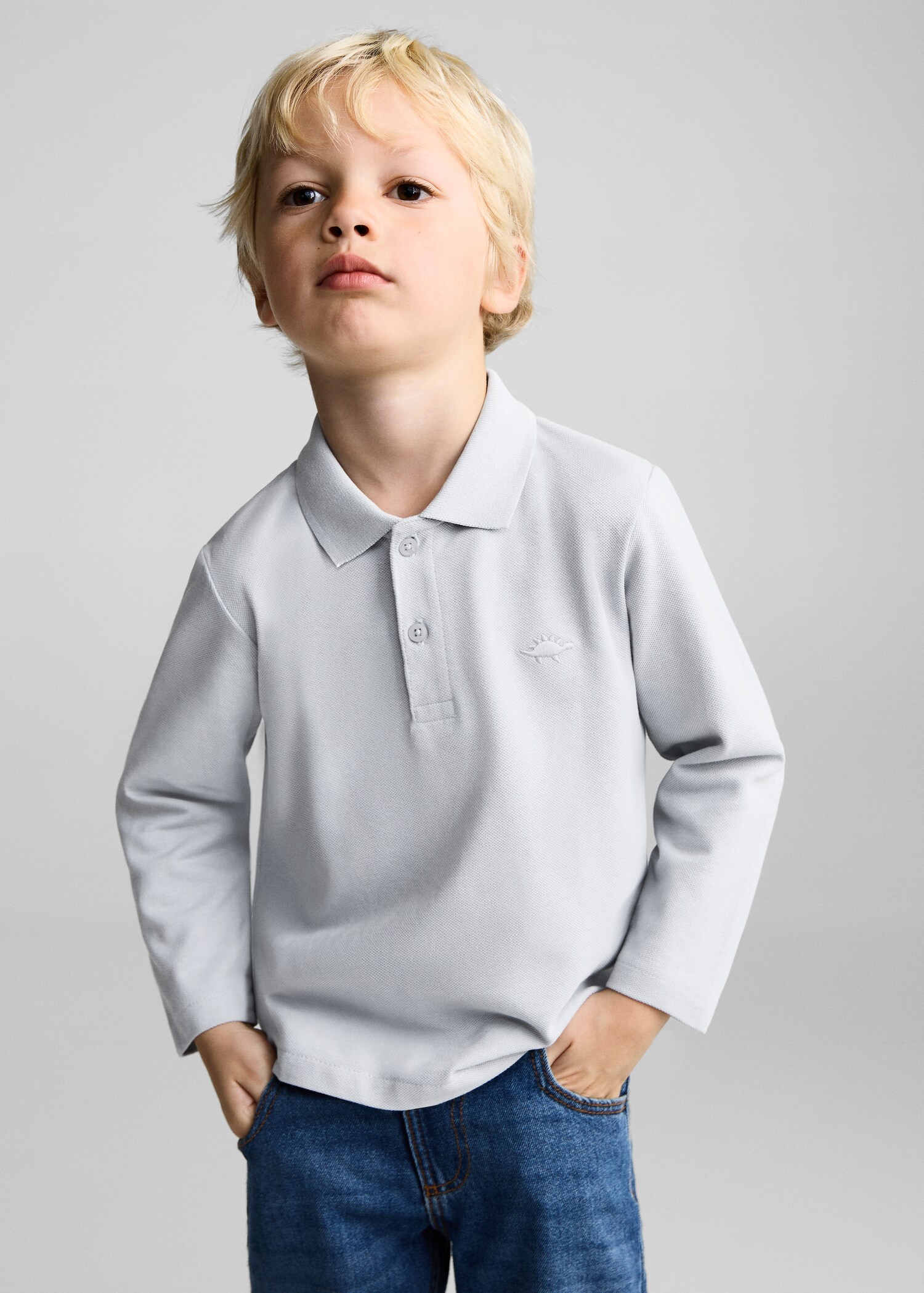 Long sleeves cotton polo - Medium plane