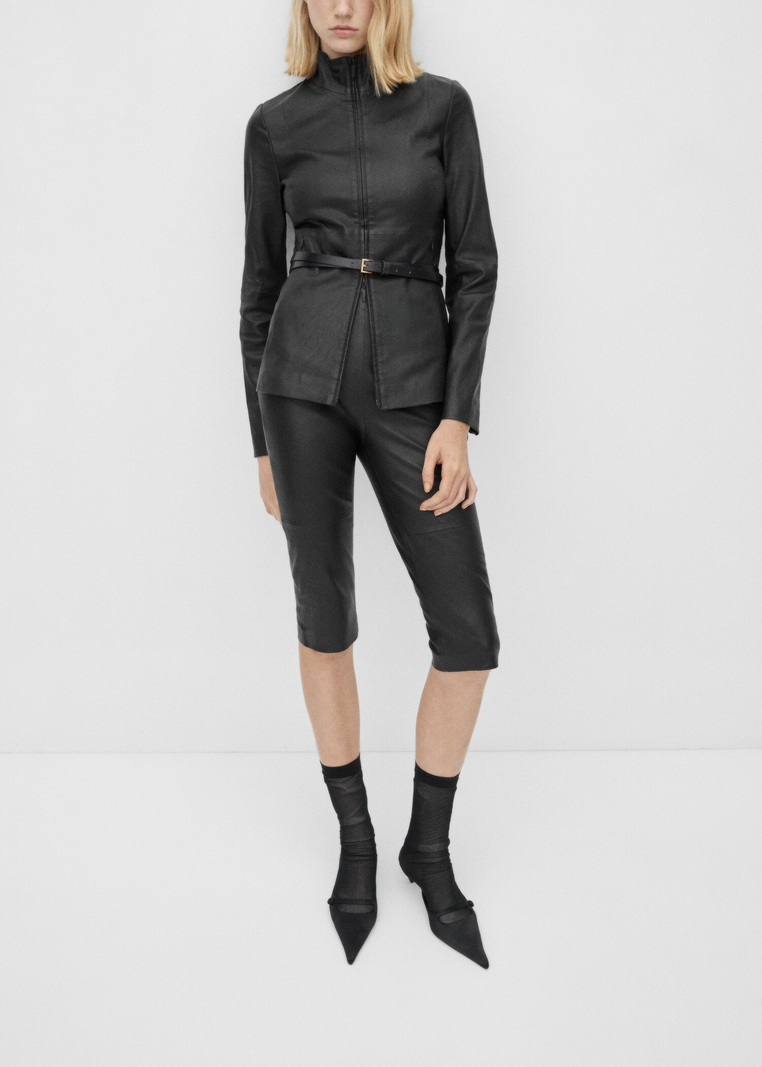 Capri leather leggings - Medium plane